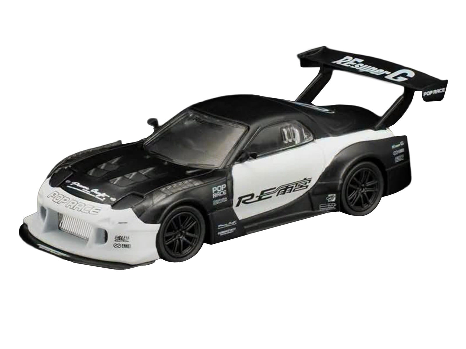 Mazda RX-7 "RE Super G Time Attack" RHD (Right Hand Drive) Black and White "The Model Car Show Malaysia 2026" 1/64 Diecast Model Car by Pop Race - Image 2