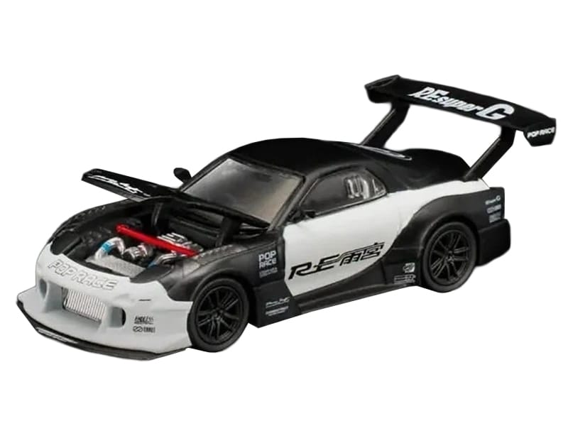 Mazda RX-7 "RE Super G Time Attack" RHD (Right Hand Drive) Black and White "The Model Car Show Malaysia 2026" 1/64 Diecast Model Car by Pop Race - Image 3