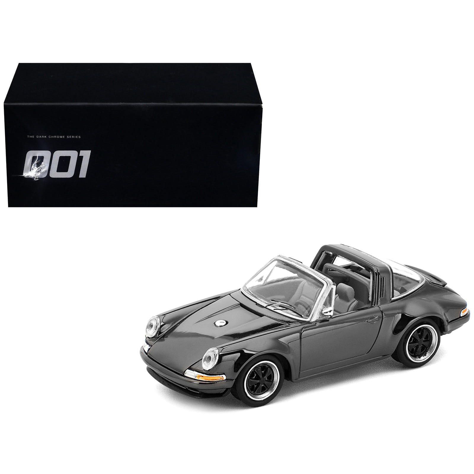 Singer Targa Dark Chrome "The Dark Chrome Series" 1/64 Diecast Model Car by Pop Race