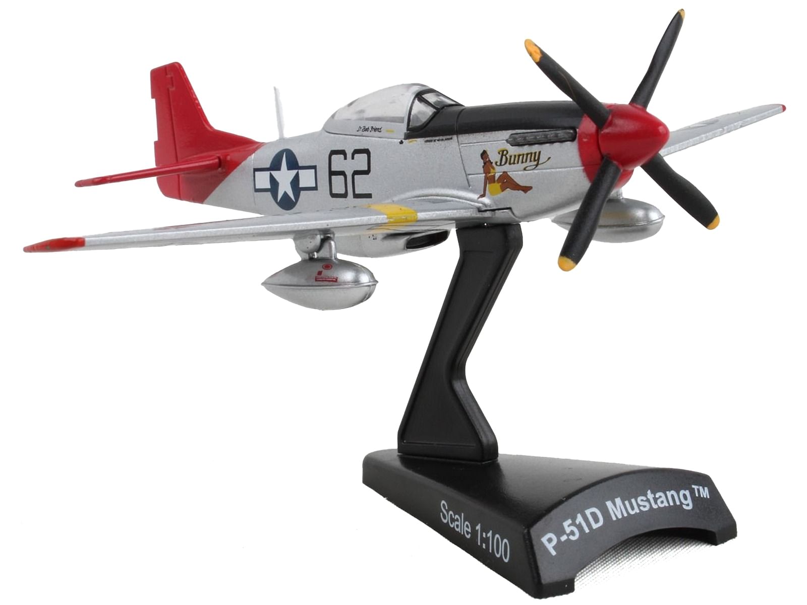 North American P-51D Mustang Fighter Aircraft #62 “Bunny” United States Army Air Force 1/100 Diecast Model Airplane by Postage Stamp