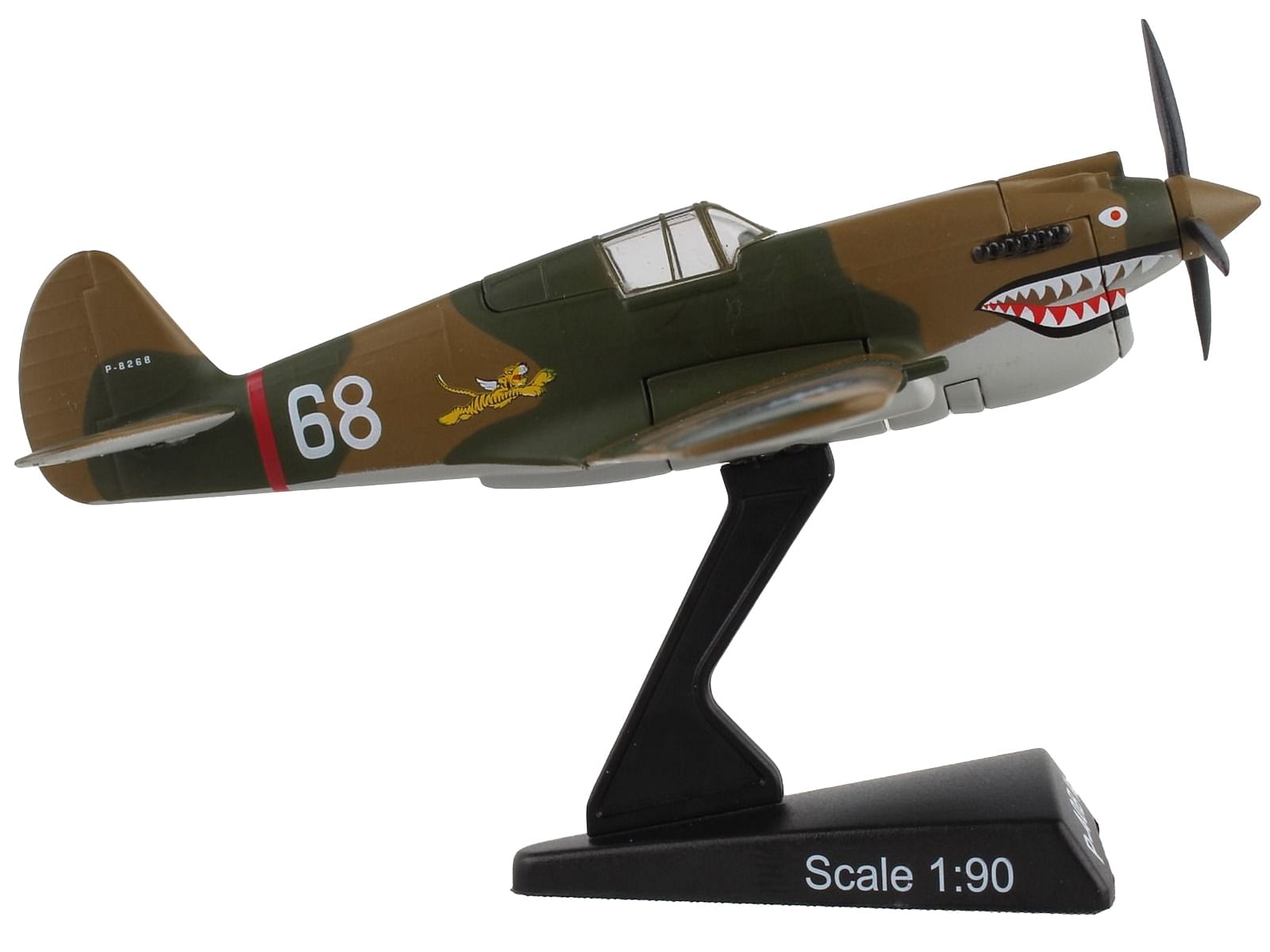 Curtiss P-40 Warhawk Fighter Aircraft “Hell’s Angels – Flying Tigers” United States Army Air Corps 1/90 Diecast Model Airplane by Postage Stamp