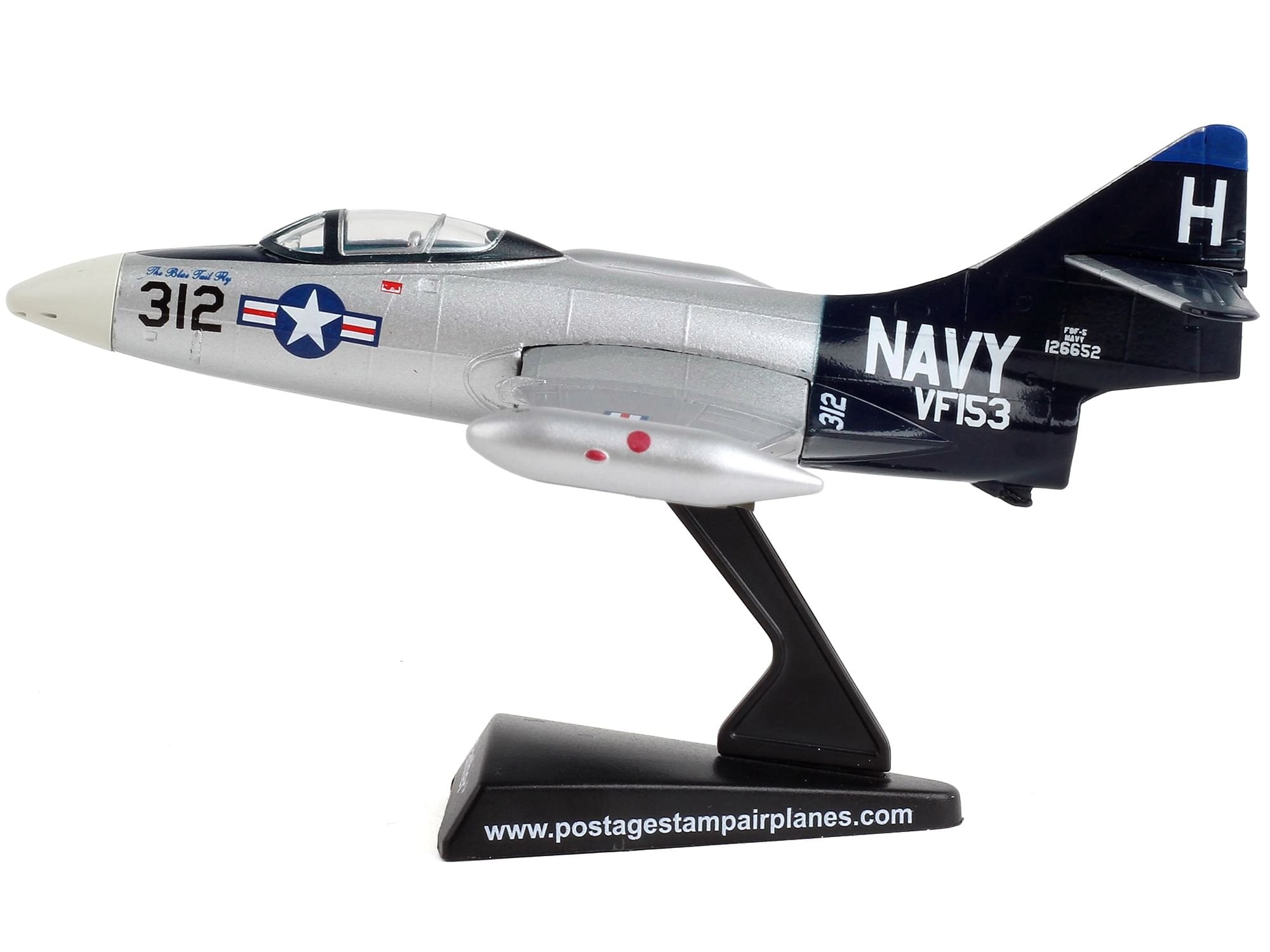 Grumman F9F/F-9 Panther/Cougar Aircraft “Blue-Tail Fly” United States Navy 1/100 Diecast Model Airplane by Postage Stamp