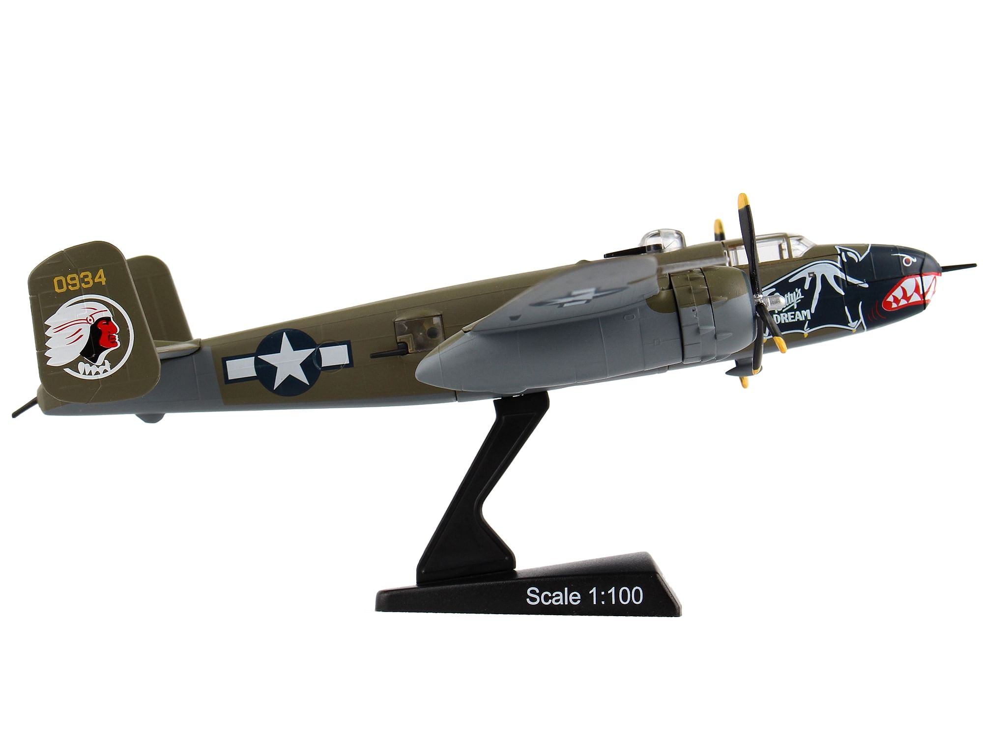 North American B-25J Mitchell Bomber Aircraft “Betty’s Dream” United States Air Force 1/100 Diecast Model Airplane by Postage Stamp