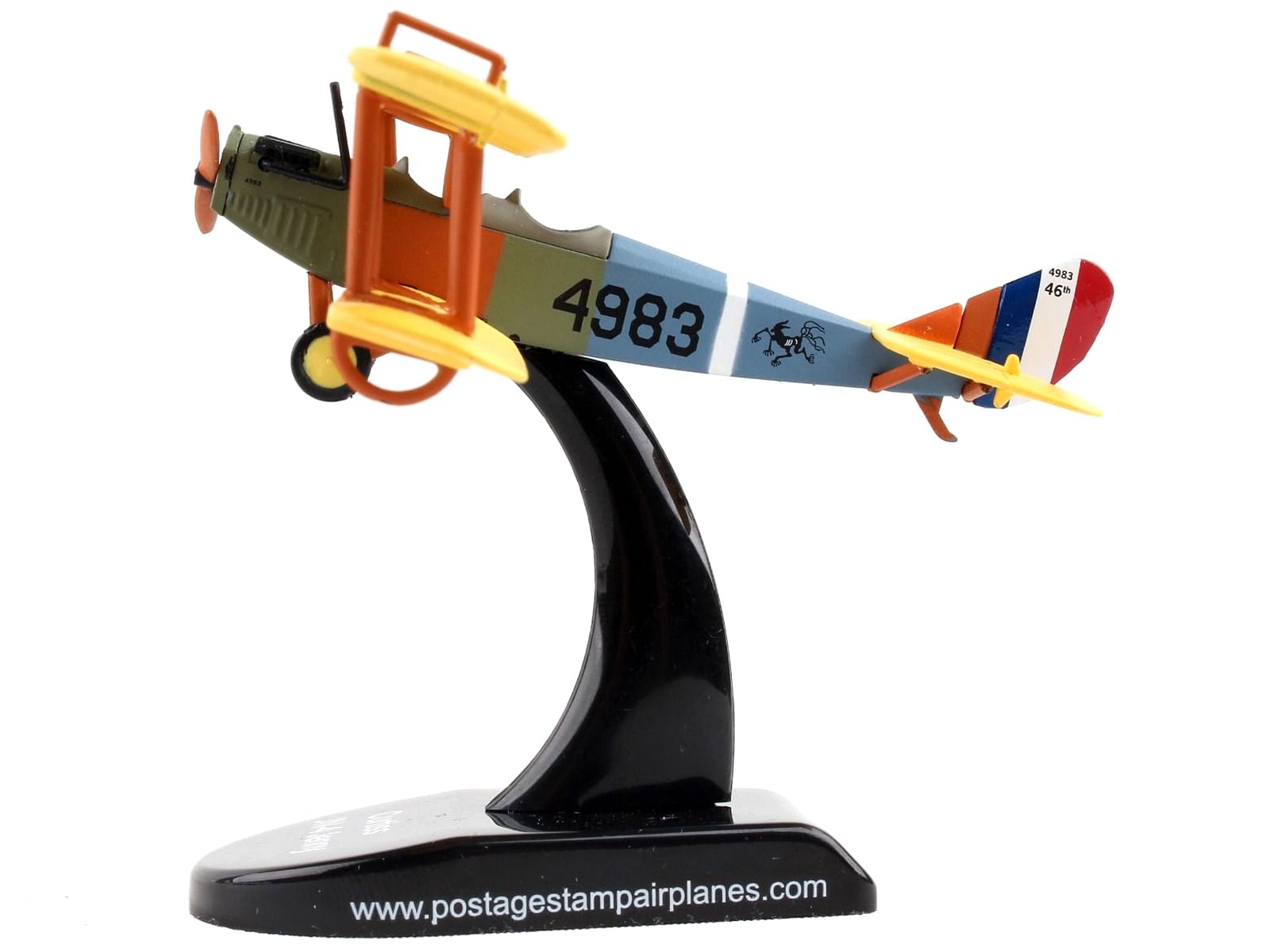 Curtiss JN4 “Jenny” Biplane Aircraft “United States Army Air Service” 1/100 Diecast Model Airplane by Postage Stamp