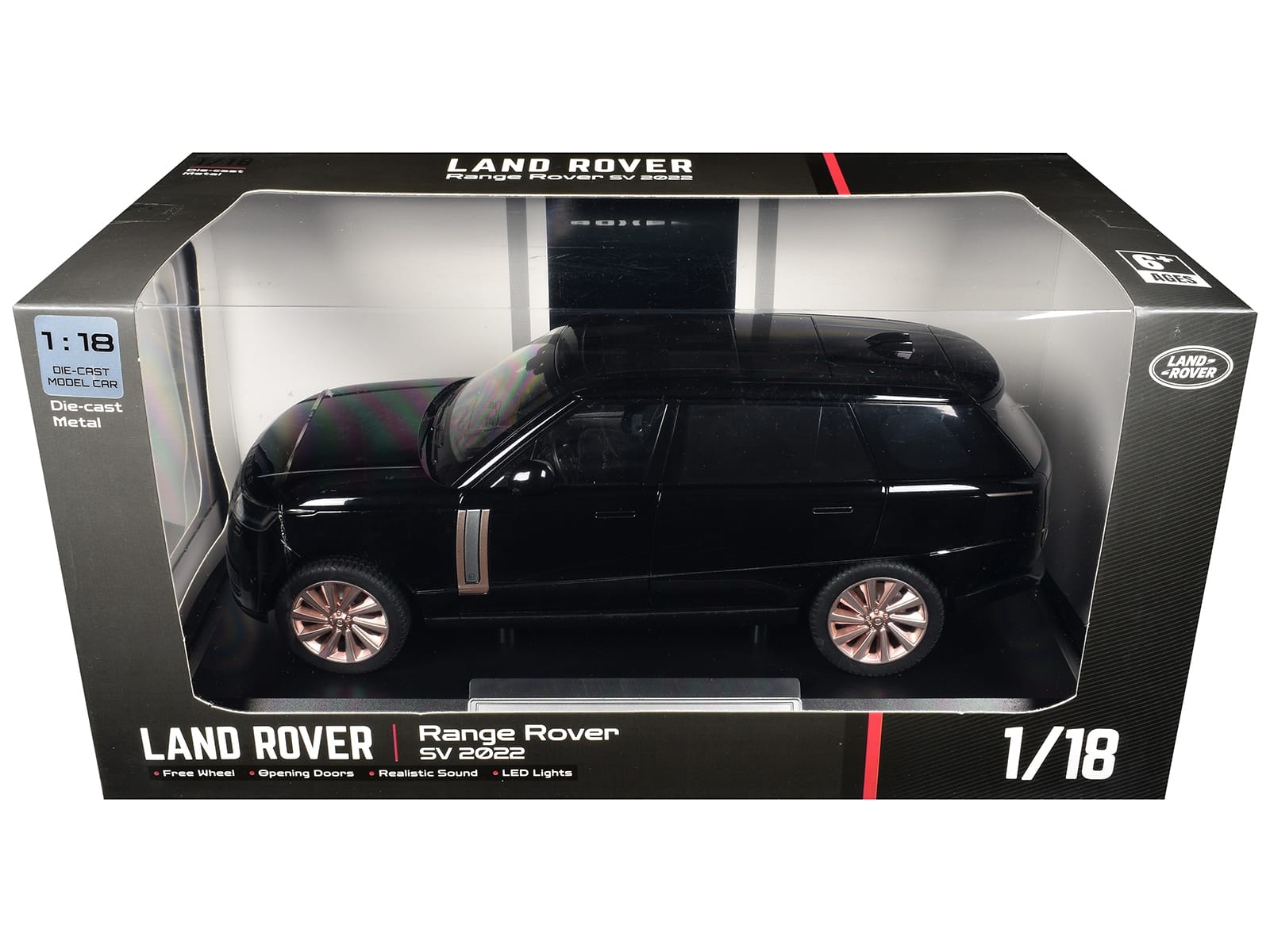 2022 Land Rover Range Rover SV Black Metallic with Moonroof 1/18 Diecast Model Car by Heimanba