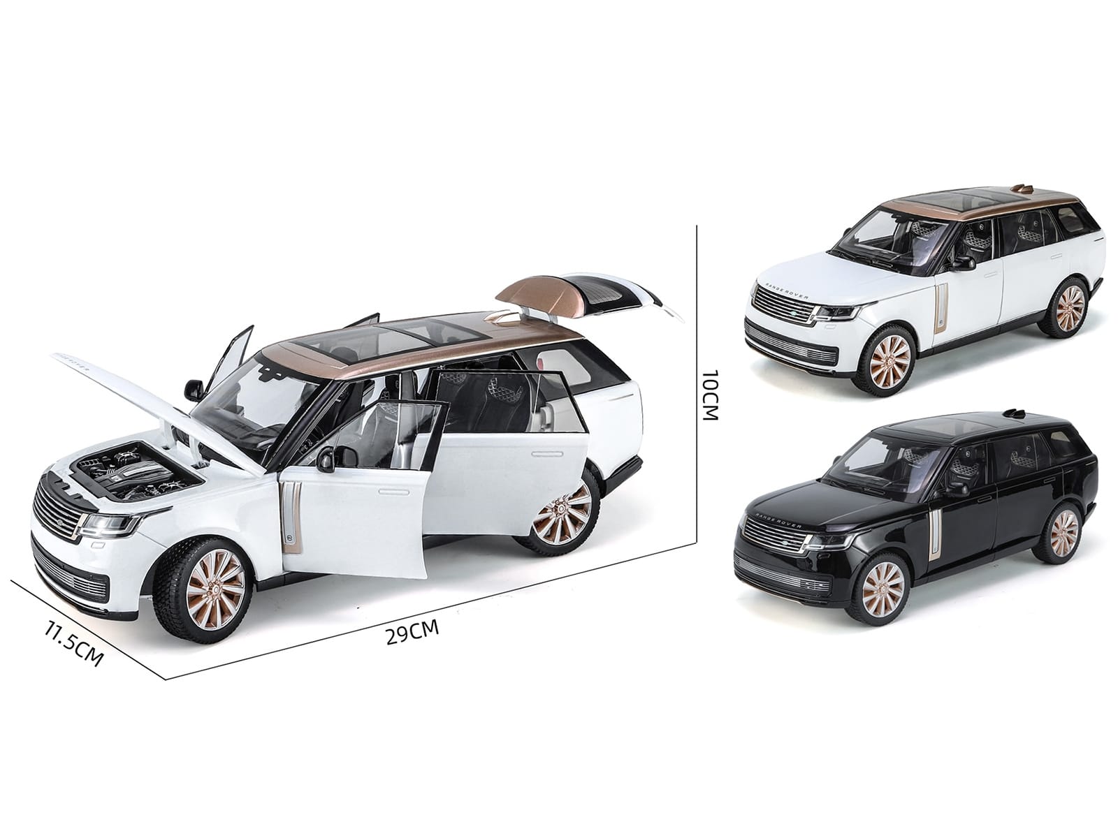 2022 Land Rover Range Rover SV Black Metallic with Moonroof 1/18 Diecast Model Car by Heimanba - Image 2