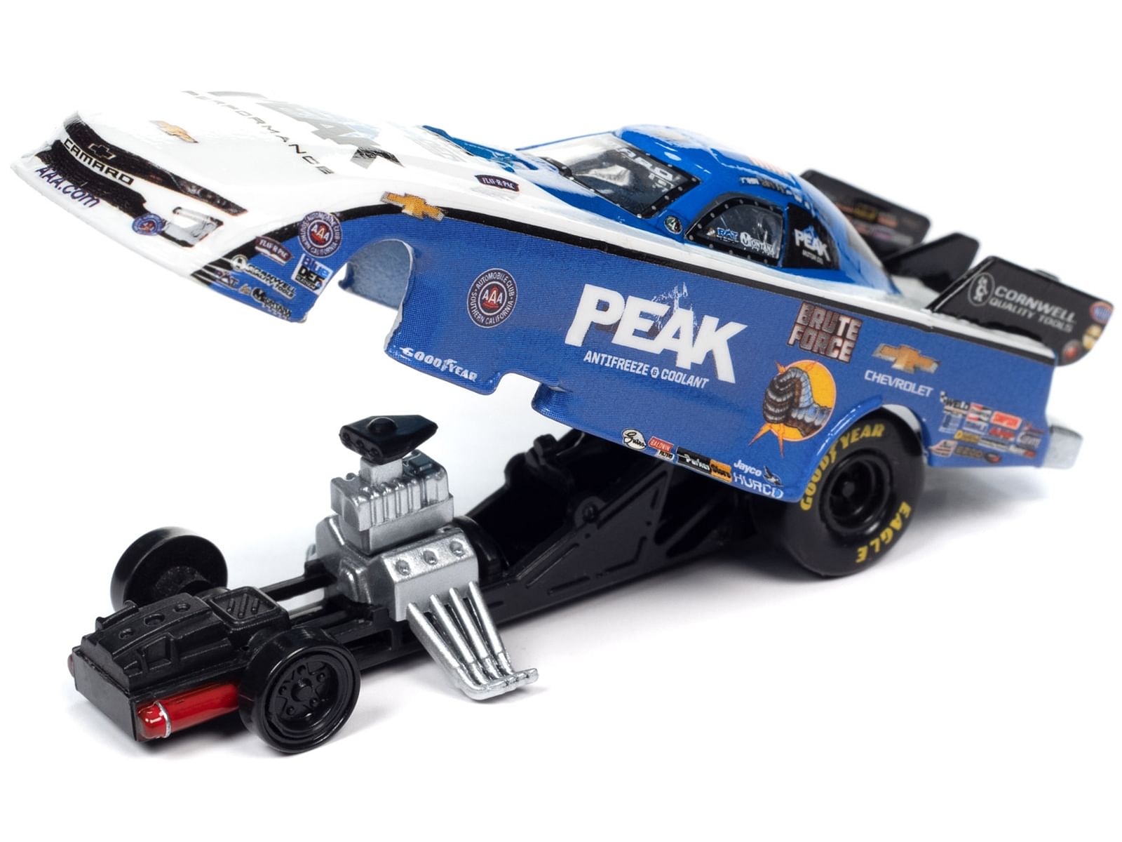 Chevrolet Camaro SS NHRA Funny Car John Force “Brute Force Peak” (2021) “John Force Racing” “Racing Champions Mint 2023” Release 1 Limited Edition to 2596 pieces Worldwide 1/64 Diecast Model Car by Racing Champions