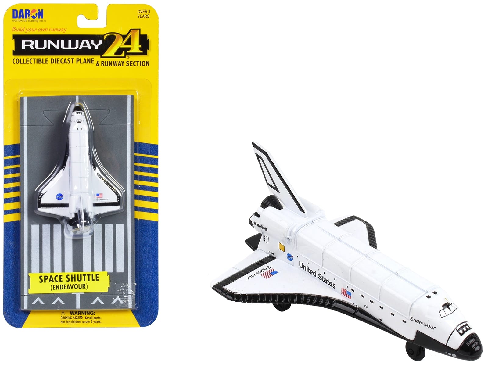 NASA "Endeavour" Space Shuttle White "United States" with Runway Section Diecast Model Airplane by Runway24 - Image 3