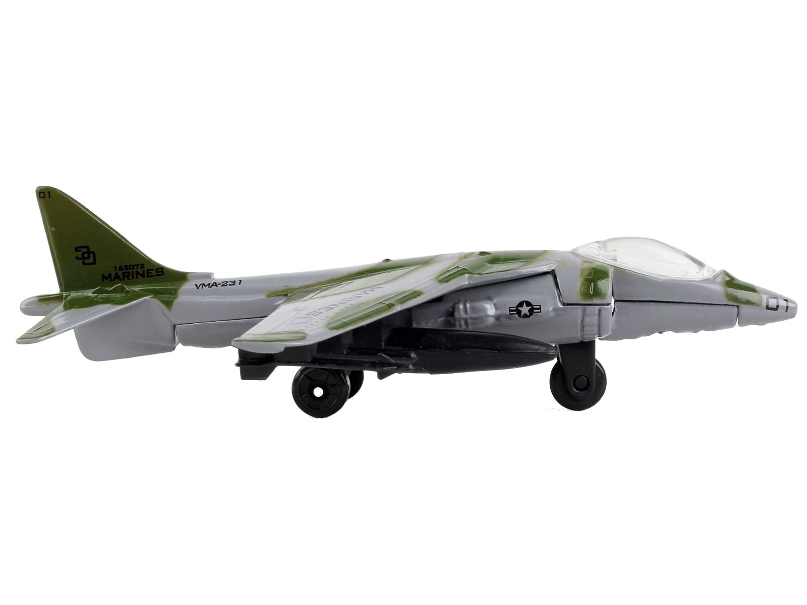 McDonnell Douglas AV-8B Harrier II Attack Aircraft Green Camouflage “United States Marine Corps” with Runway Section Diecast Model Airplane by Runway24