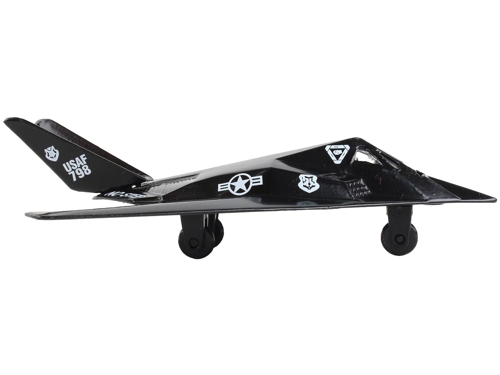 Lockheed F-117 Nighthawk Stealth Aircraft Black “United States Air Force” with Runway Section Diecast Model Airplane by Runway24