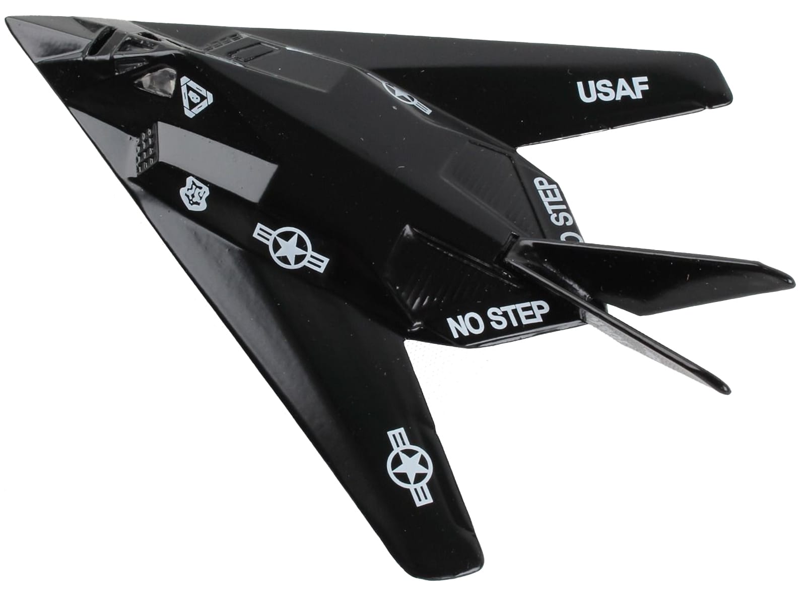 Lockheed F-117 Nighthawk Stealth Aircraft Black "United States Air Force" with Runway Section Diecast Model Airplane by Runway24 - Image 2
