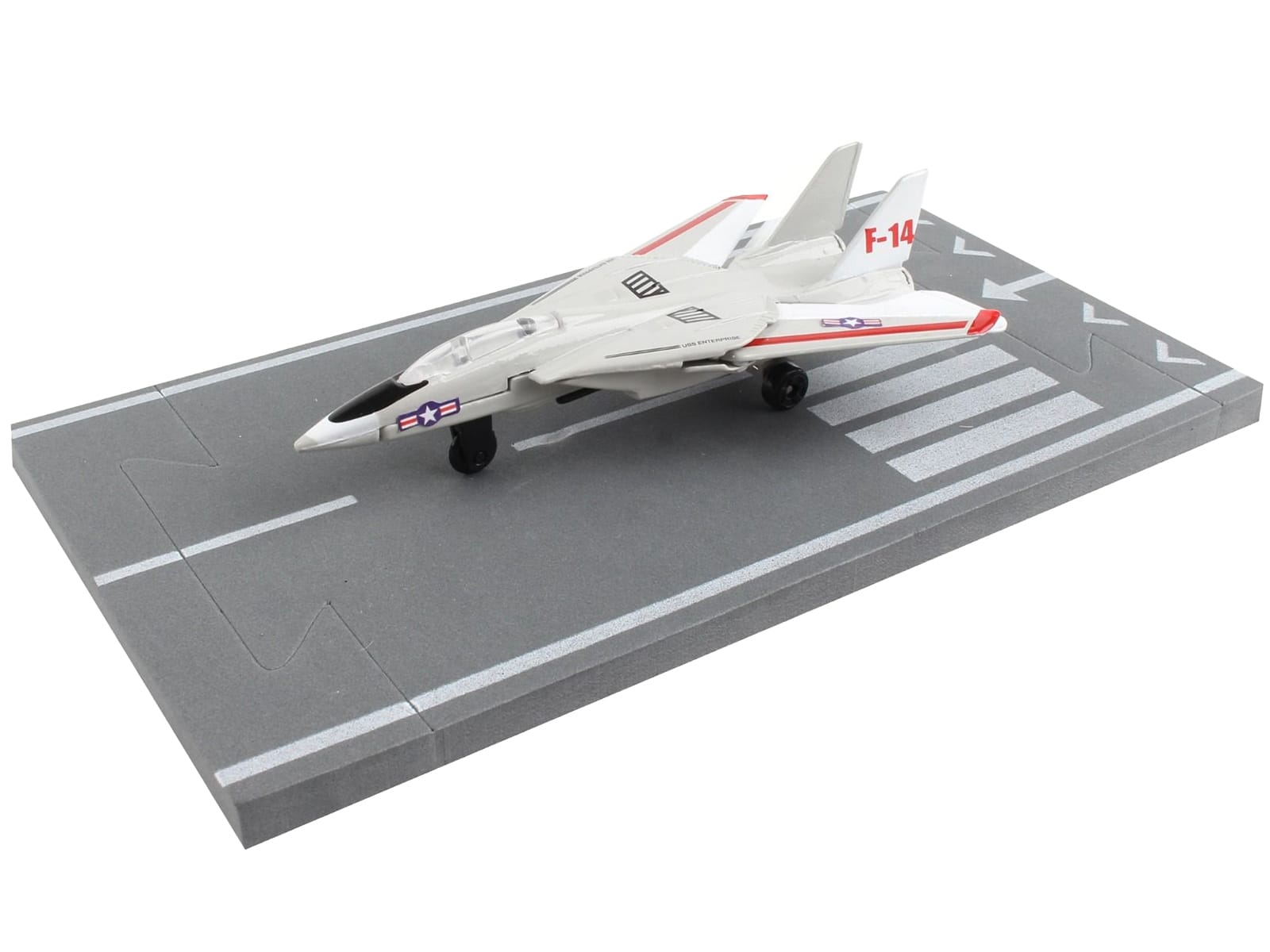 Grumman F-14 Tomcat Fighter Aircraft Gray with Red Stripes "United States Navy Test Aircraft" with Runway Section Diecast Model Airplane by Runway24 - Image 2