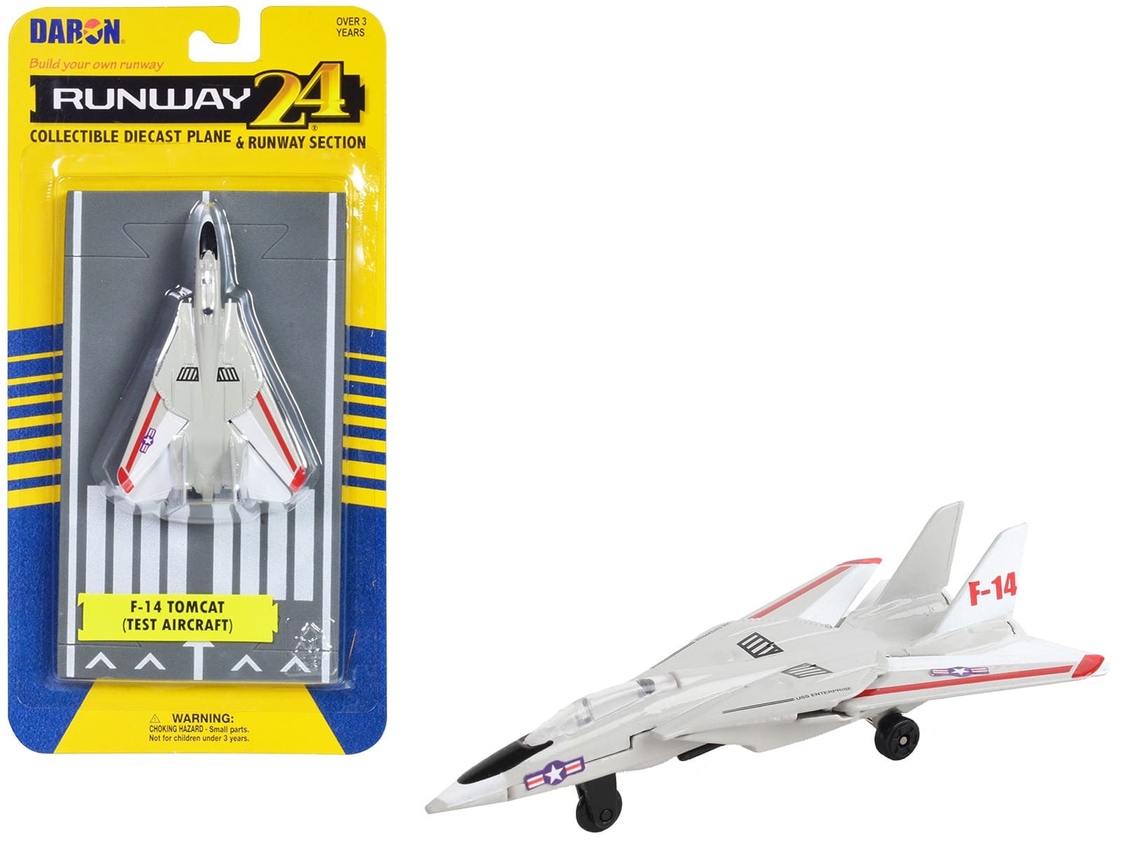 Grumman F-14 Tomcat Fighter Aircraft Gray with Red Stripes "United States Navy Test Aircraft" with Runway Section Diecast Model Airplane by Runway24 - Image 3