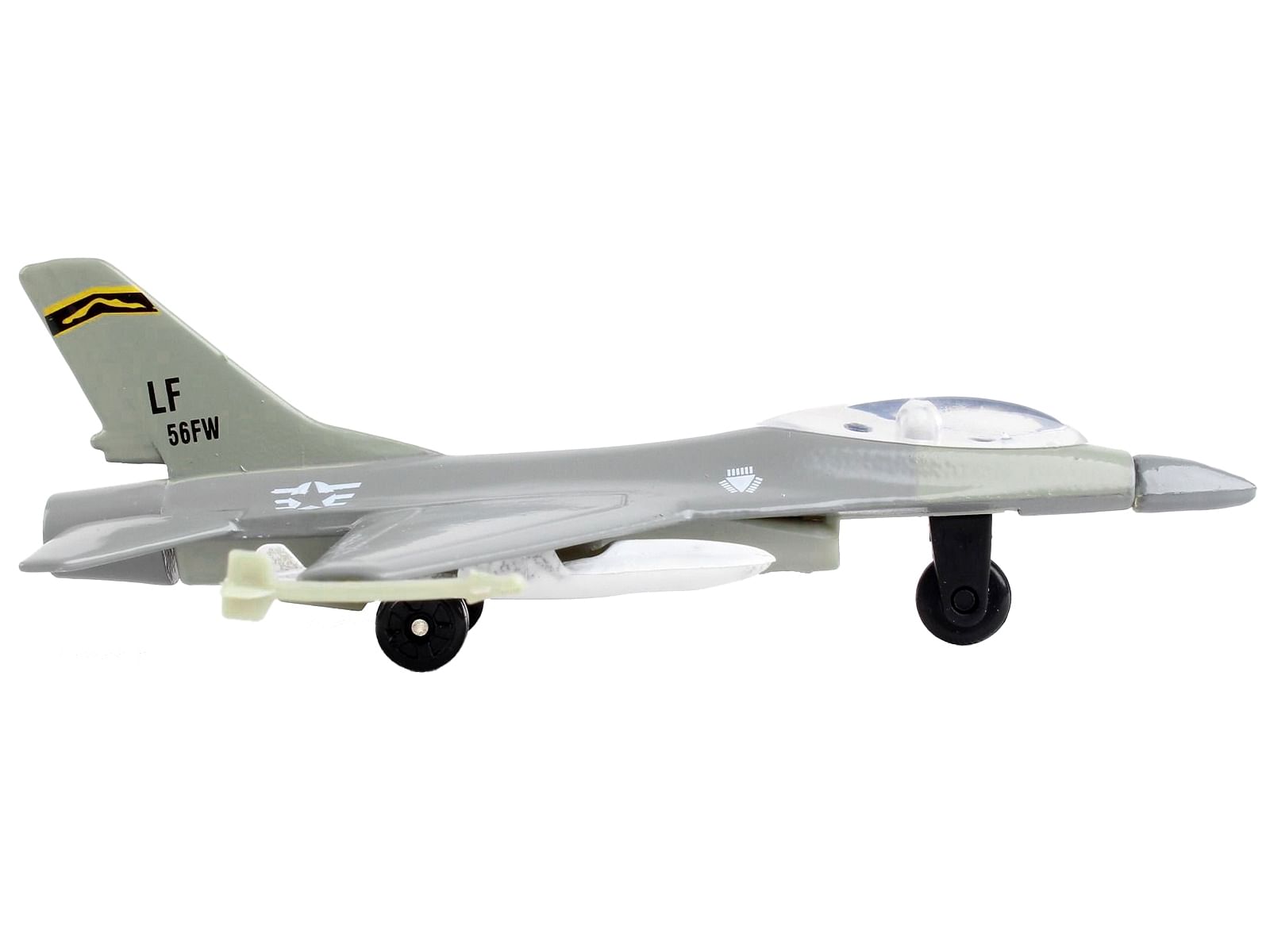 General Dynamics F-16 Fighting Falcon Fighter Aircraft Gray “United States Air Force” with Runway Section Diecast Model Airplane by Runway24