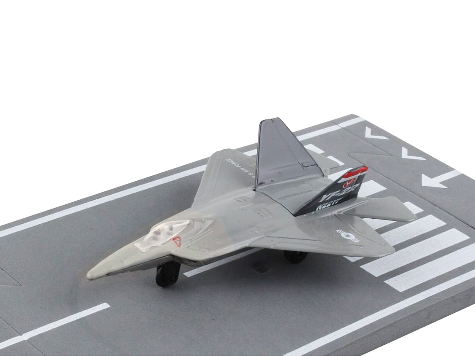 Lockheed Martin F-22 Raptor Stealth Aircraft Gray "United States Air Force YF-22" with Runway Section Diecast Model Airplane by Runway24 - Image 2