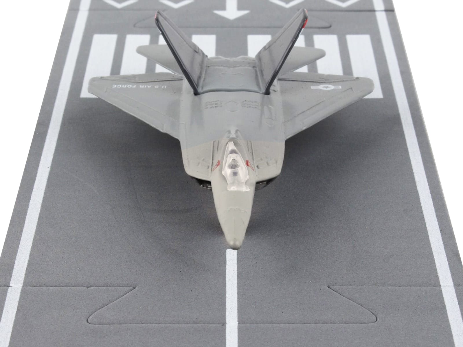 Lockheed Martin F-22 Raptor Stealth Aircraft Gray "United States Air Force YF-22" with Runway Section Diecast Model Airplane by Runway24 - Image 4