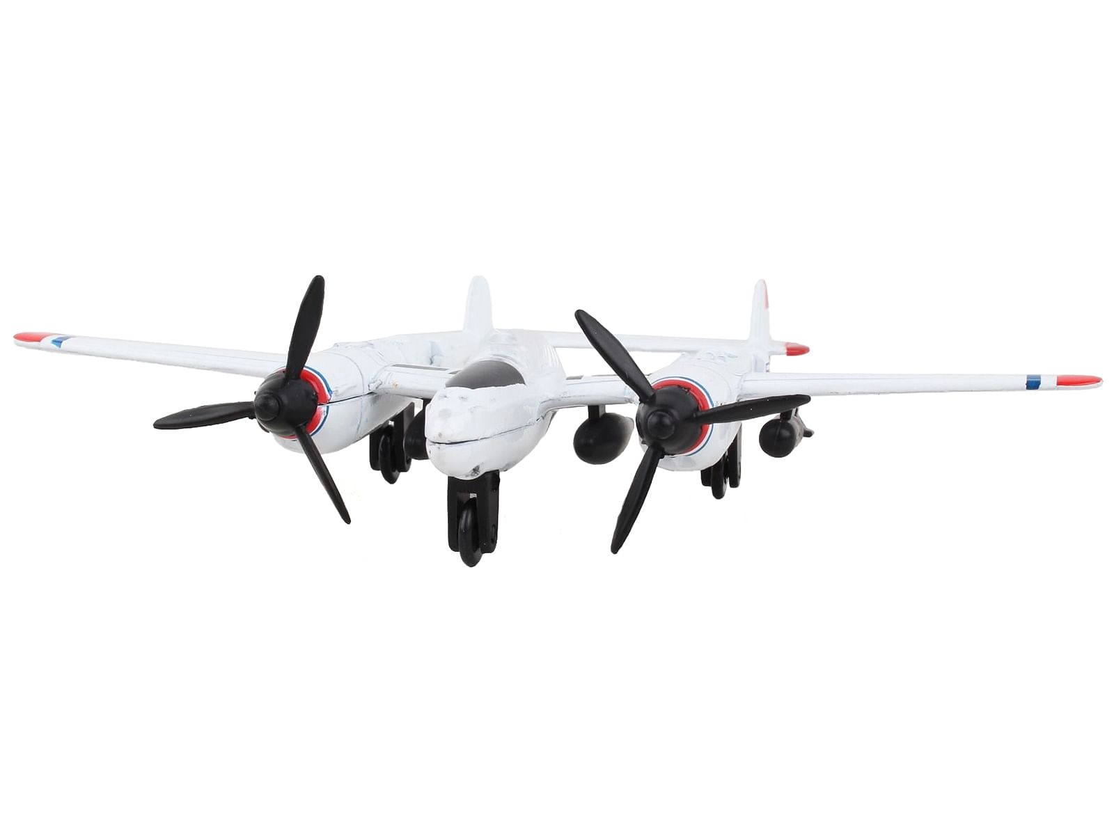 Lockheed P-38J Lightning Fighter Aircraft White with Red Wingtips “United States Army Air Force” with Runway Section Diecast Model Airplane by Runway24