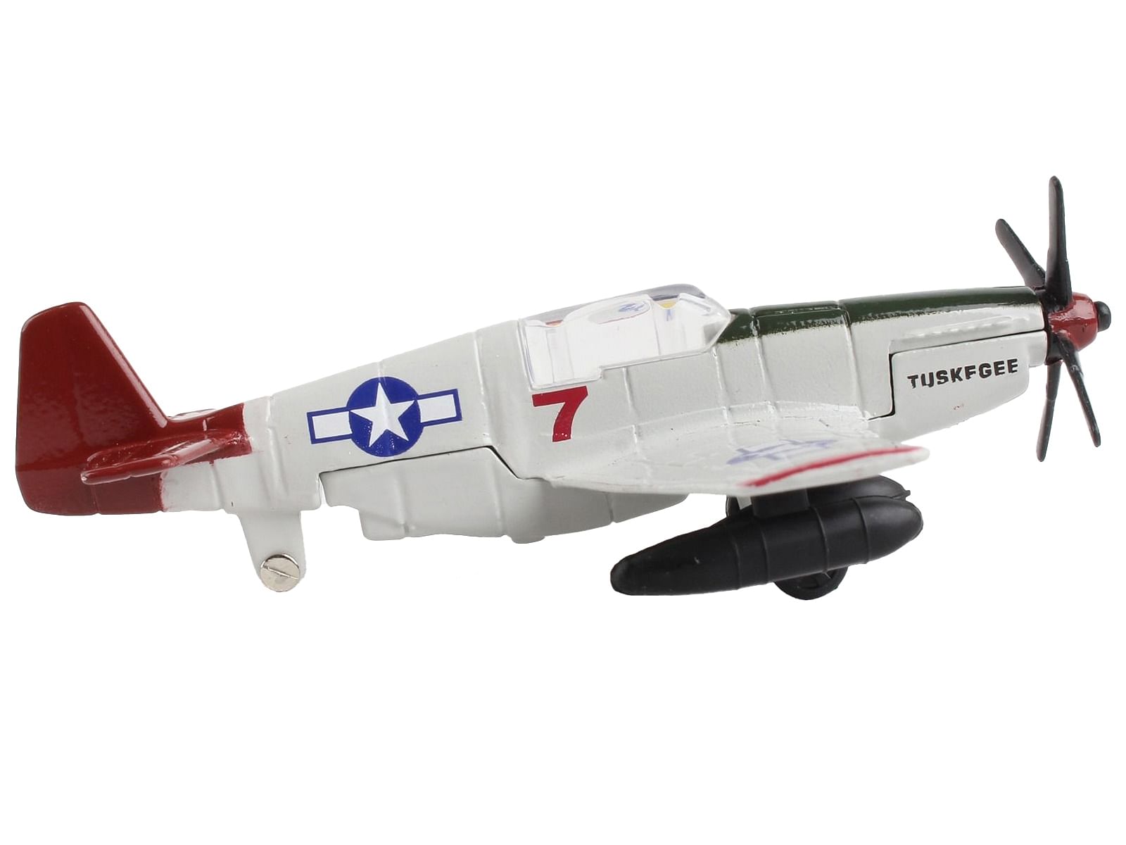 North American P-51C Mustang Fighter Aircraft Gray “Tuskegee Airmen-United States Army Air Force” with Runway Section Diecast Model Airplane by Runway24