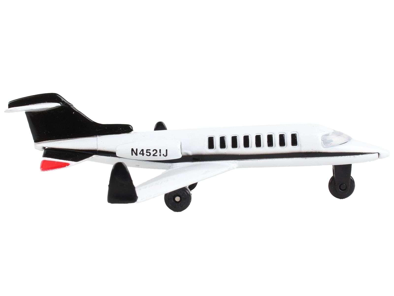 Private Jet Commercial Aircraft White with Black Tail “N452IJ” with Runway Section Diecast Model Airplane by Runway24