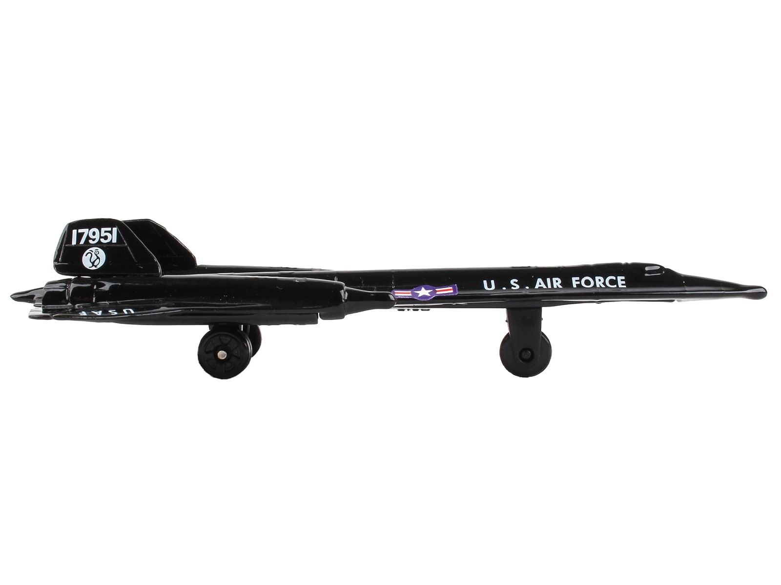 Lockheed SR-71 Blackbird Aircraft Black “United States Air Force” with Runway Section Diecast Model Airplane by Runway24