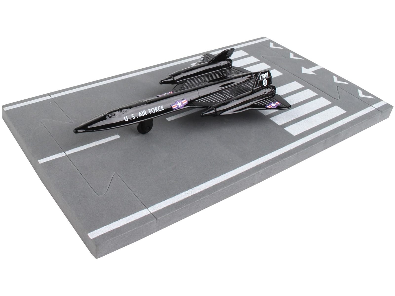 Lockheed SR-71 Blackbird Aircraft Black "United States Air Force" with Runway Section Diecast Model Airplane by Runway24 - Image 2