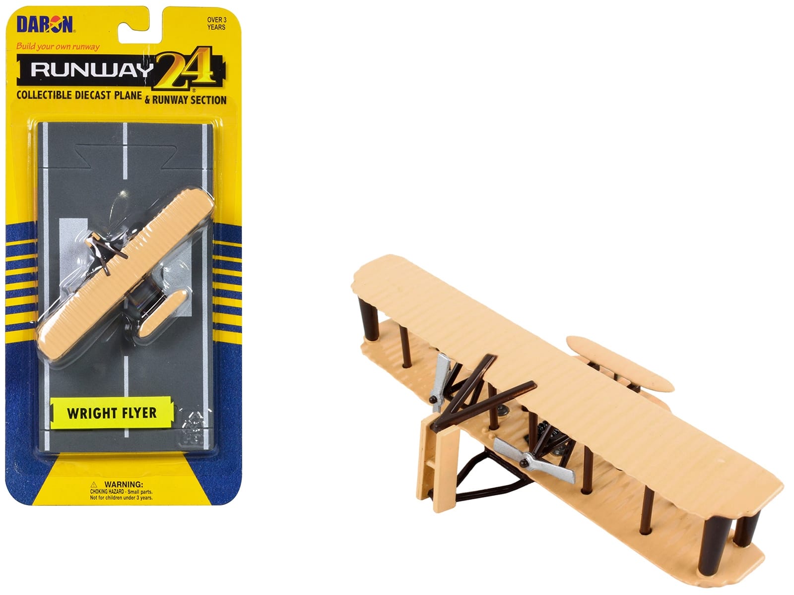 Wright Flyer Biplane Aircraft Beige with Runway Section Diecast Model Airplane by Runway24 - Image 3