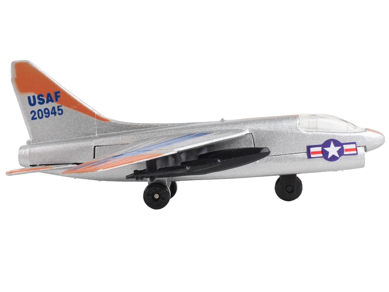 LTV A-7 Corsair II Attack Aircraft Silver Metallic “United States Air Force” with Runway Section Diecast Model Airplane by Runway24