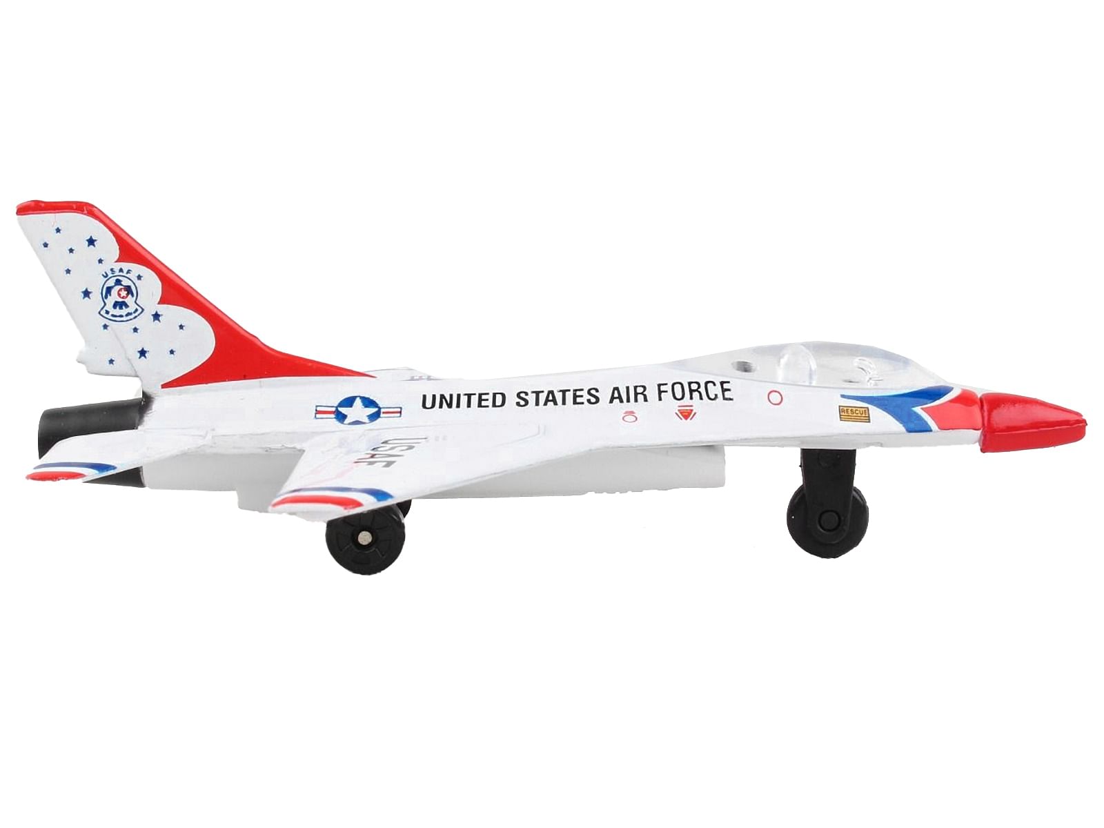 General Dynamics F-16 Fighting Falcon Fighter Aircraft White “United States Air Force Thunderbirds” with Runway 24 Sign Diecast Model Airplane by Runway24