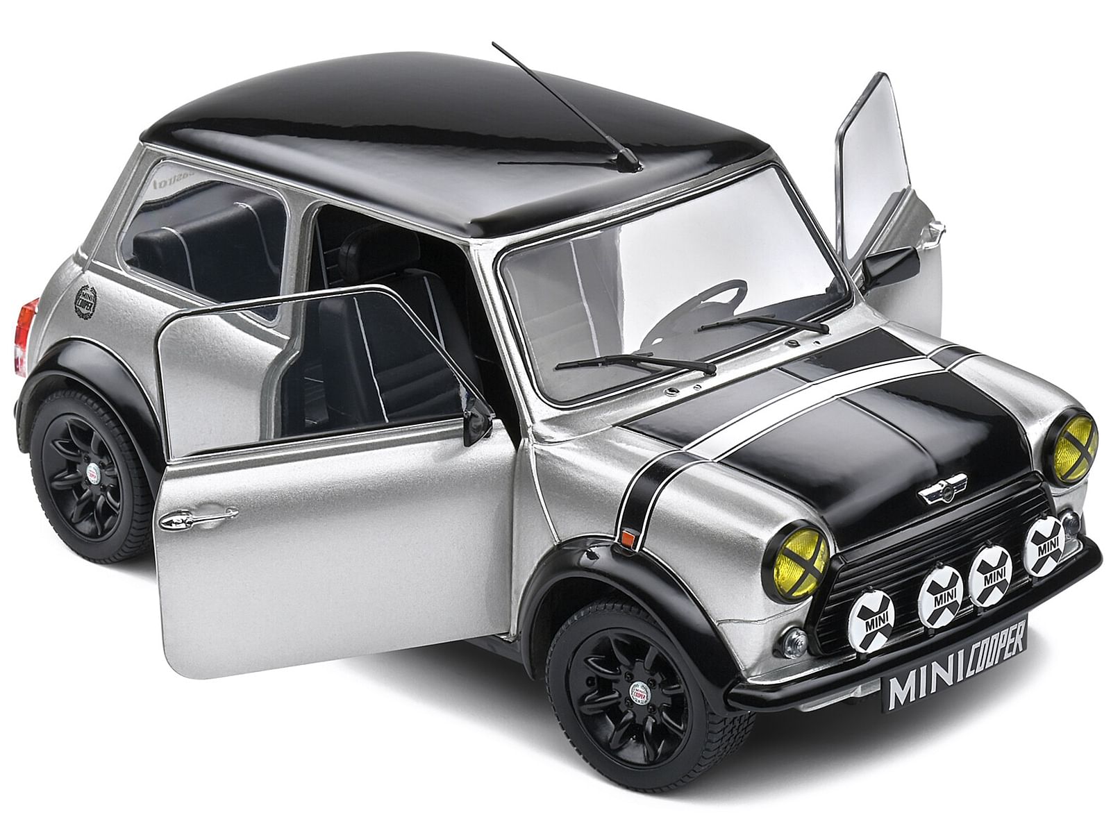 1998 Mini Cooper Sport Silver Metallic with Black Hood and Top 1/18 Diecast Model Car by Solido