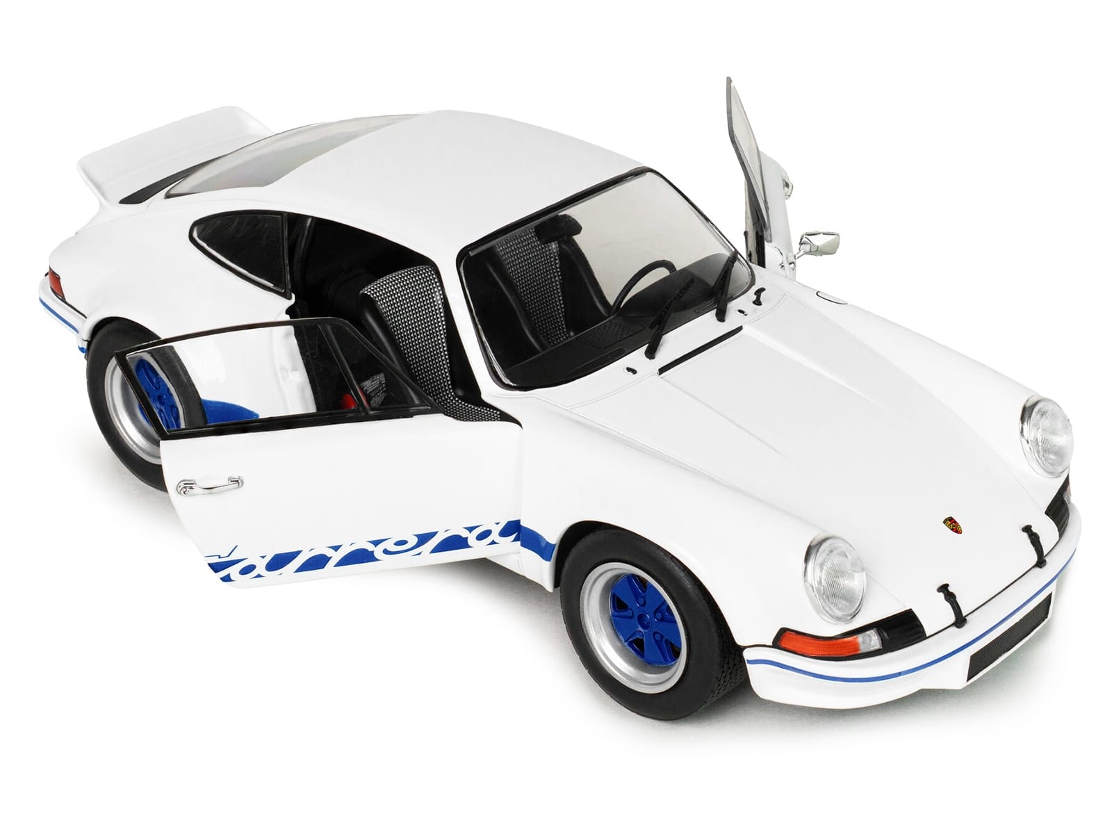 1973 Porsche 911 RSR Carrera White with Blue Stripes 1/18 Diecast Model Car by Solido - Image 2