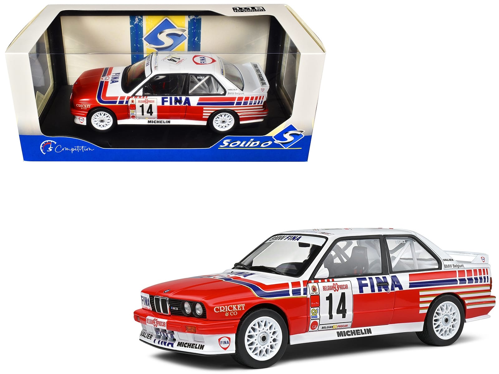 BMW E30 M3 #14 Marc Duez "Belgian Procar Championship" (1993) "Competition" Series 1/18 Diecast Model Car by Solido - Image 4