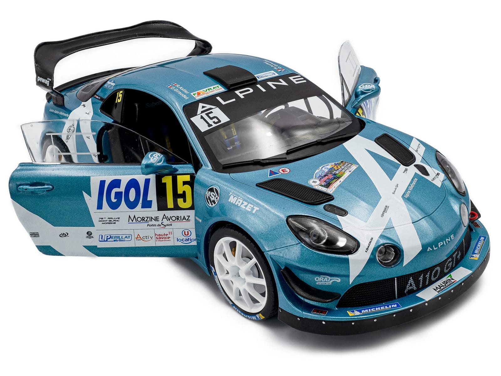 Alpine A110 Rallye GT+ #15 Raphael Astier - Denis Giraudet "Rallye Du Mont Blanc" (2024) "Competition" Series 1/18 Diecast Model Car by Solido - Image 2