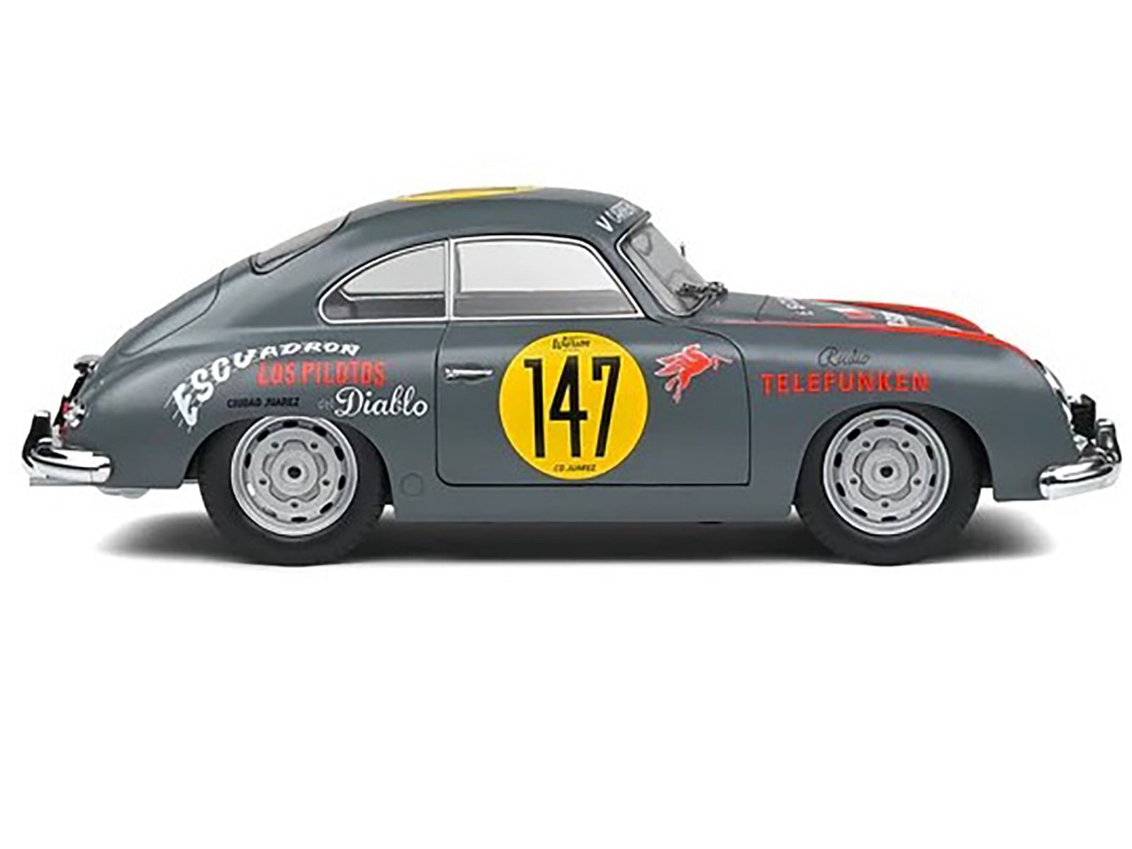 Porsche 356 Pre-A #147 Gray with Graphics “Carrera Panamericana” (1954) “Competition” Series 1/18 Diecast Model Car by Solido