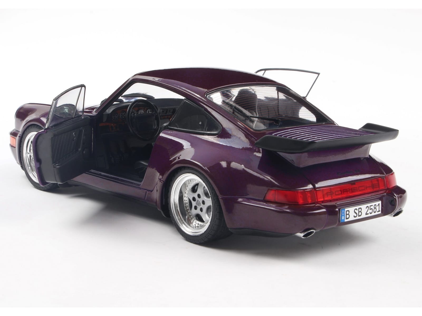 1990 Porsche 911 (964) Turbo Violet Blue Metallic 1/18 Diecast Model Car by Solido - Image 2