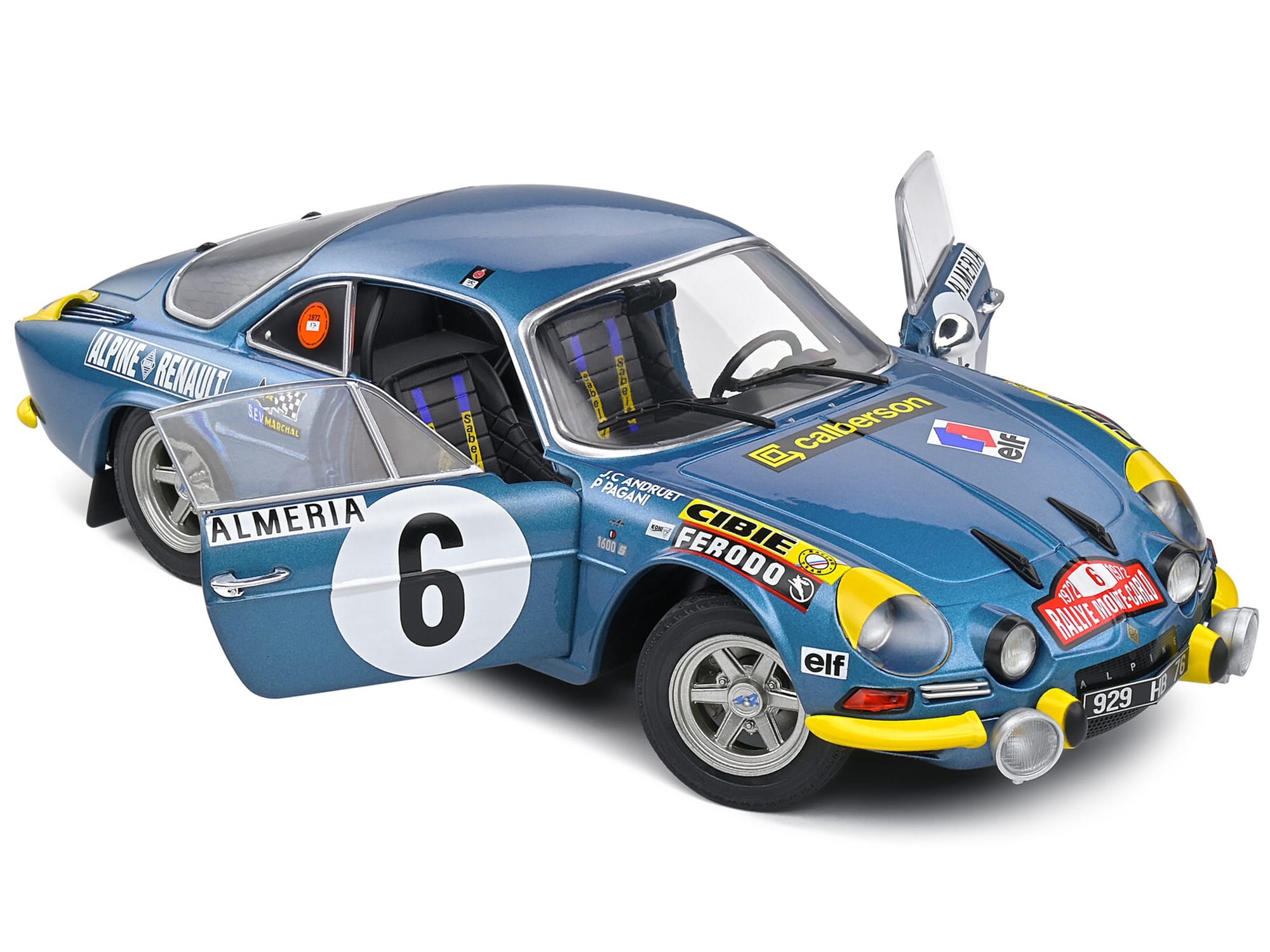 Alpine A110 1600S #6 Jean-Claude Andruet - Pierre Pagani "Rallye Montecarlo" (1972) "Competition" Series 1/18 Diecast Model Car by Solido - Image 4
