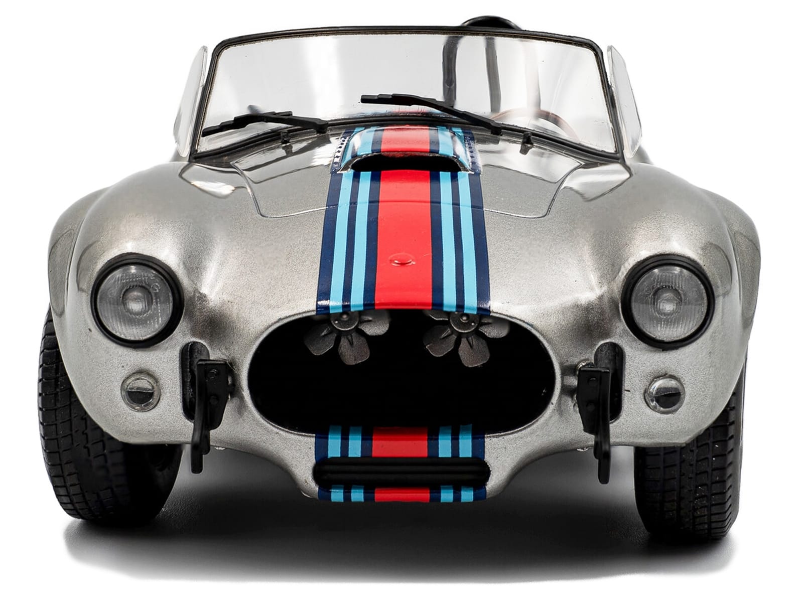 1965 Shelby Cobra 427 MKII "Solido Works M Racing Tribute" Gray Metallic with Stripes 1/18 Diecast Model Car by Solido - Image 5