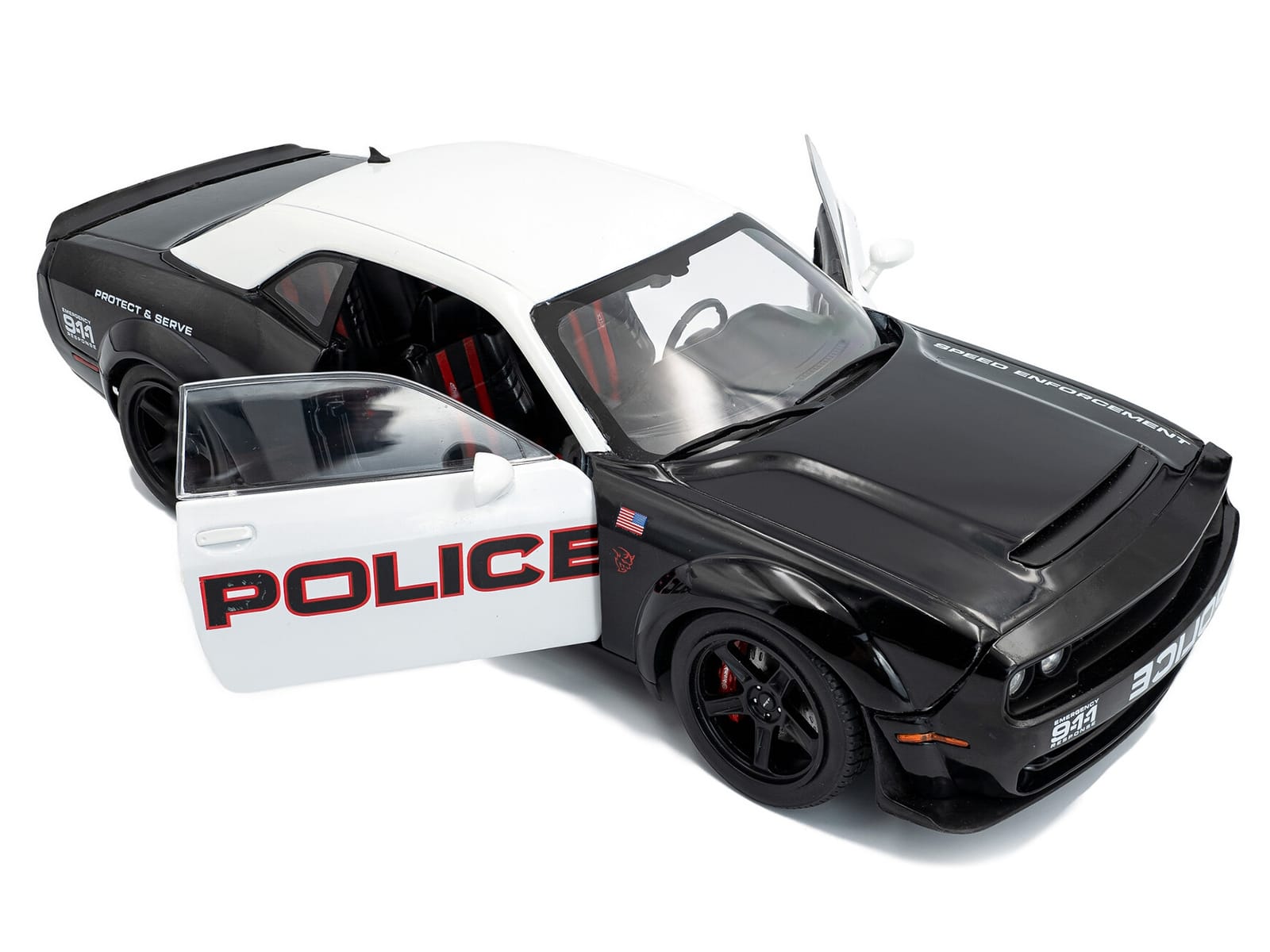 2023 Dodge Challenger Demon "Police" Black and White 1/18 Diecast Model Car by Solido - Image 2