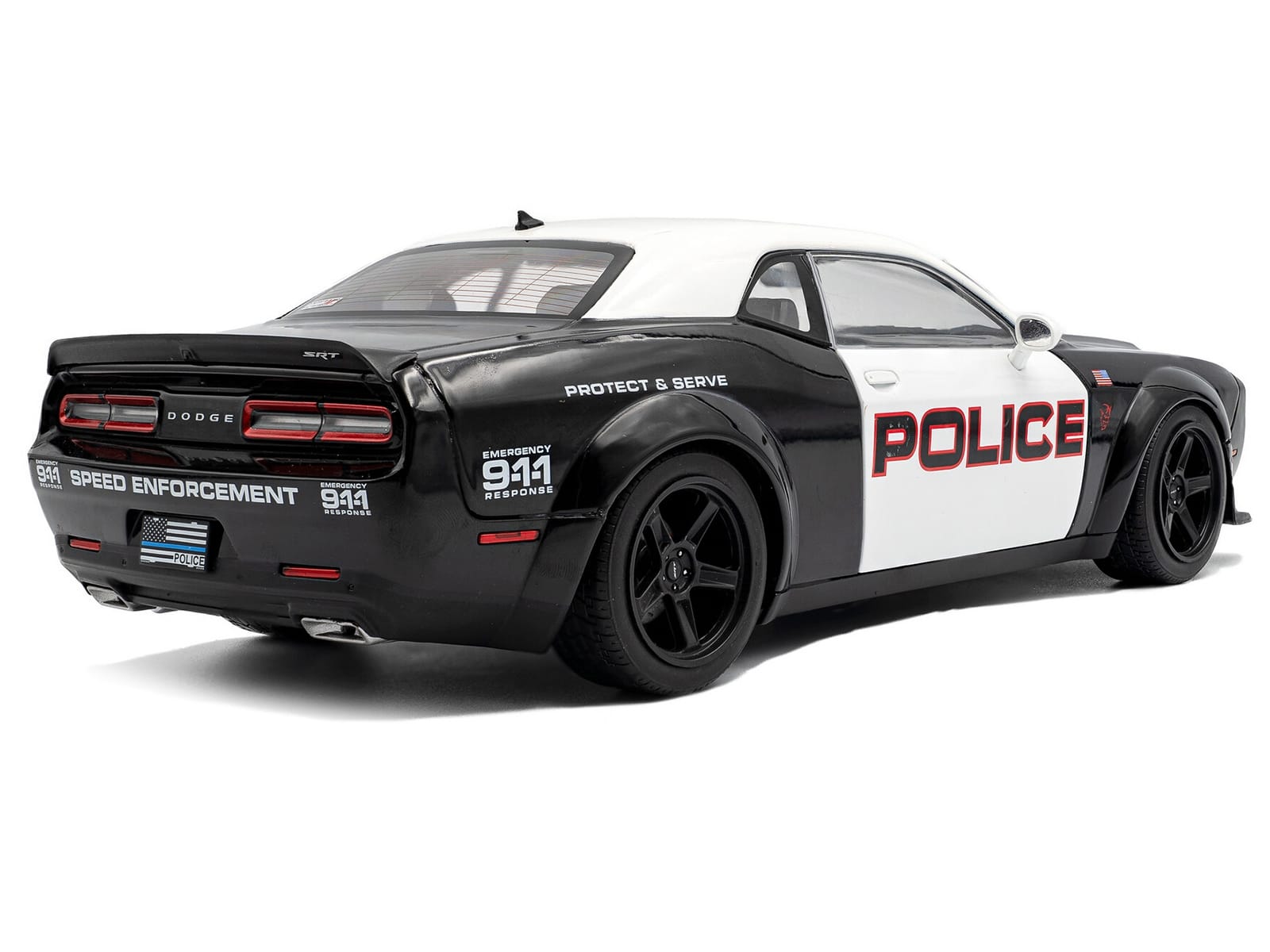 2023 Dodge Challenger Demon "Police" Black and White 1/18 Diecast Model Car by Solido - Image 4