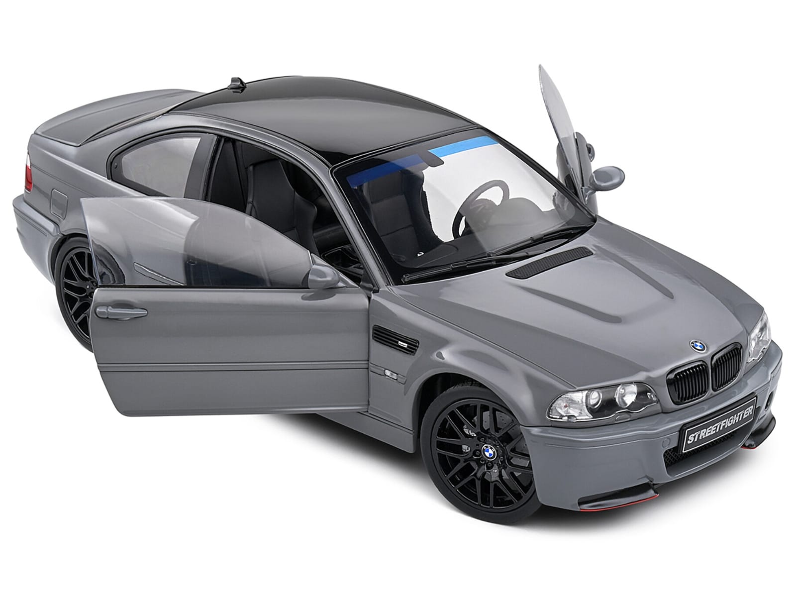 2000 BMW E46 M3 "Streetfighter" Nardo Gray with Black Top 1/18 Diecast Model Car by Solido - Image 4