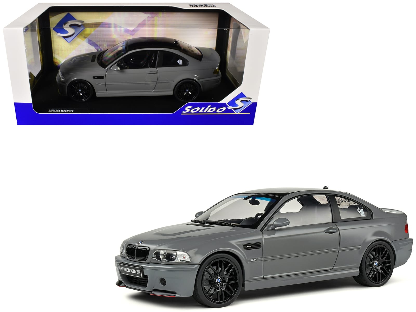 2000 BMW E46 M3 "Streetfighter" Nardo Gray with Black Top 1/18 Diecast Model Car by Solido - Image 5