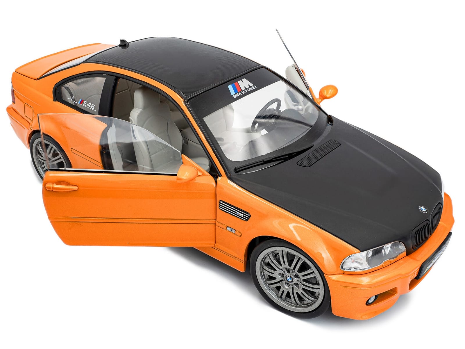 2000 BMW E46 M3 "Solido Works" Orange Metallic with Matt Black Hood and Carbon Top 1/18 Diecast Model Car by Solido - Image 2