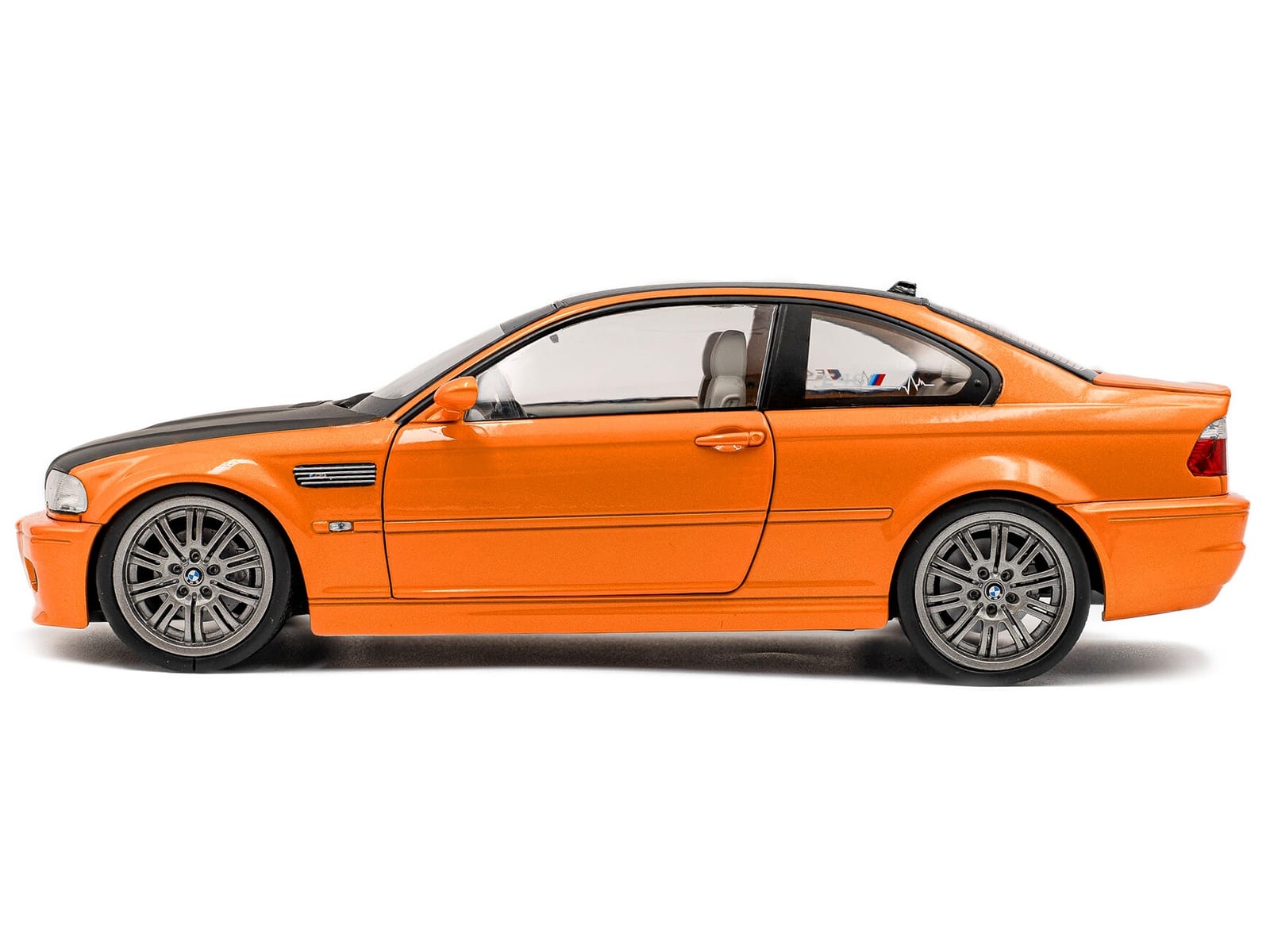 2000 BMW E46 M3 "Solido Works" Orange Metallic with Matt Black Hood and Carbon Top 1/18 Diecast Model Car by Solido - Image 3