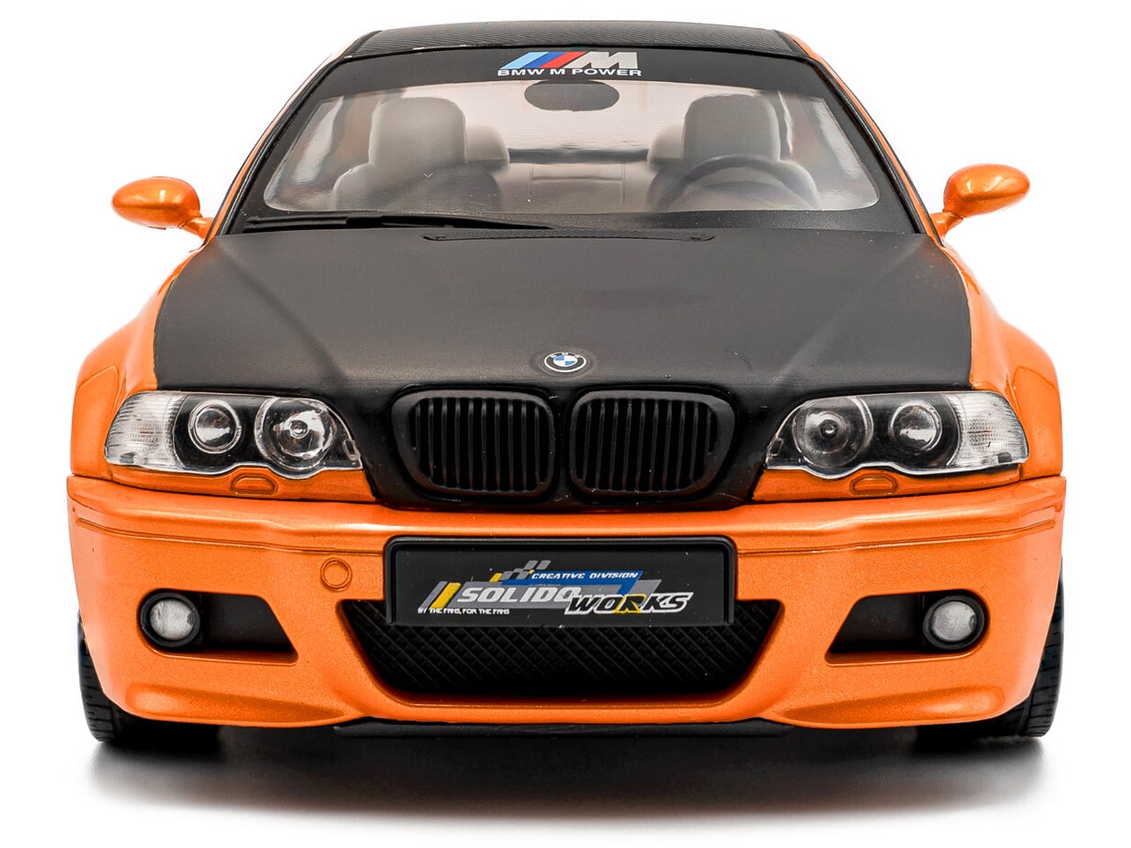 2000 BMW E46 M3 "Solido Works" Orange Metallic with Matt Black Hood and Carbon Top 1/18 Diecast Model Car by Solido - Image 5