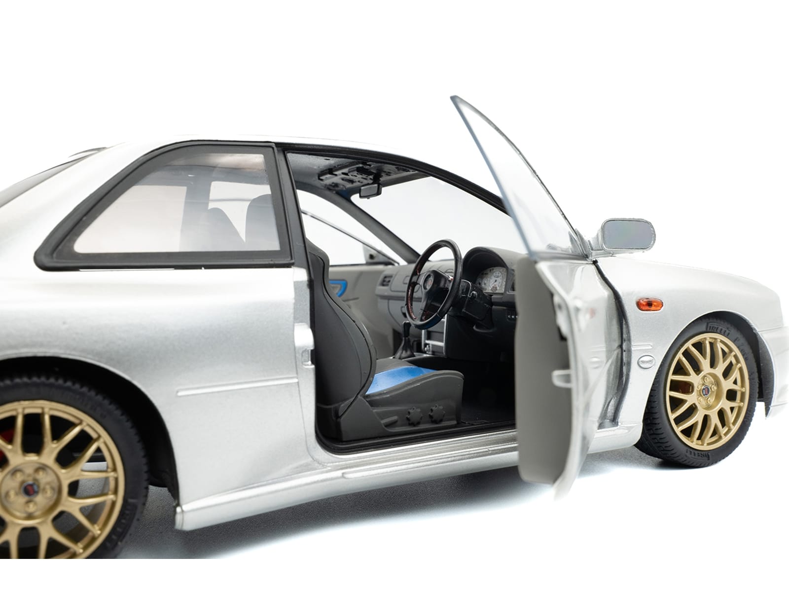 1998 Subaru Impreza 22B RHD (Right Hand Drive) Silver Metallic with Gold Wheels 1/18 Diecast Model Car by Solido - Image 3