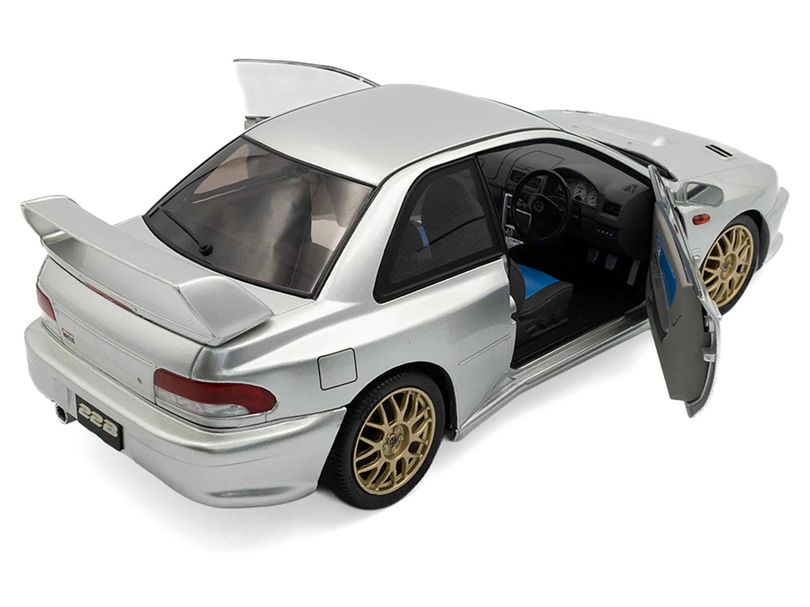 1998 Subaru Impreza 22B RHD (Right Hand Drive) Silver Metallic with Gold Wheels 1/18 Diecast Model Car by Solido - Image 5
