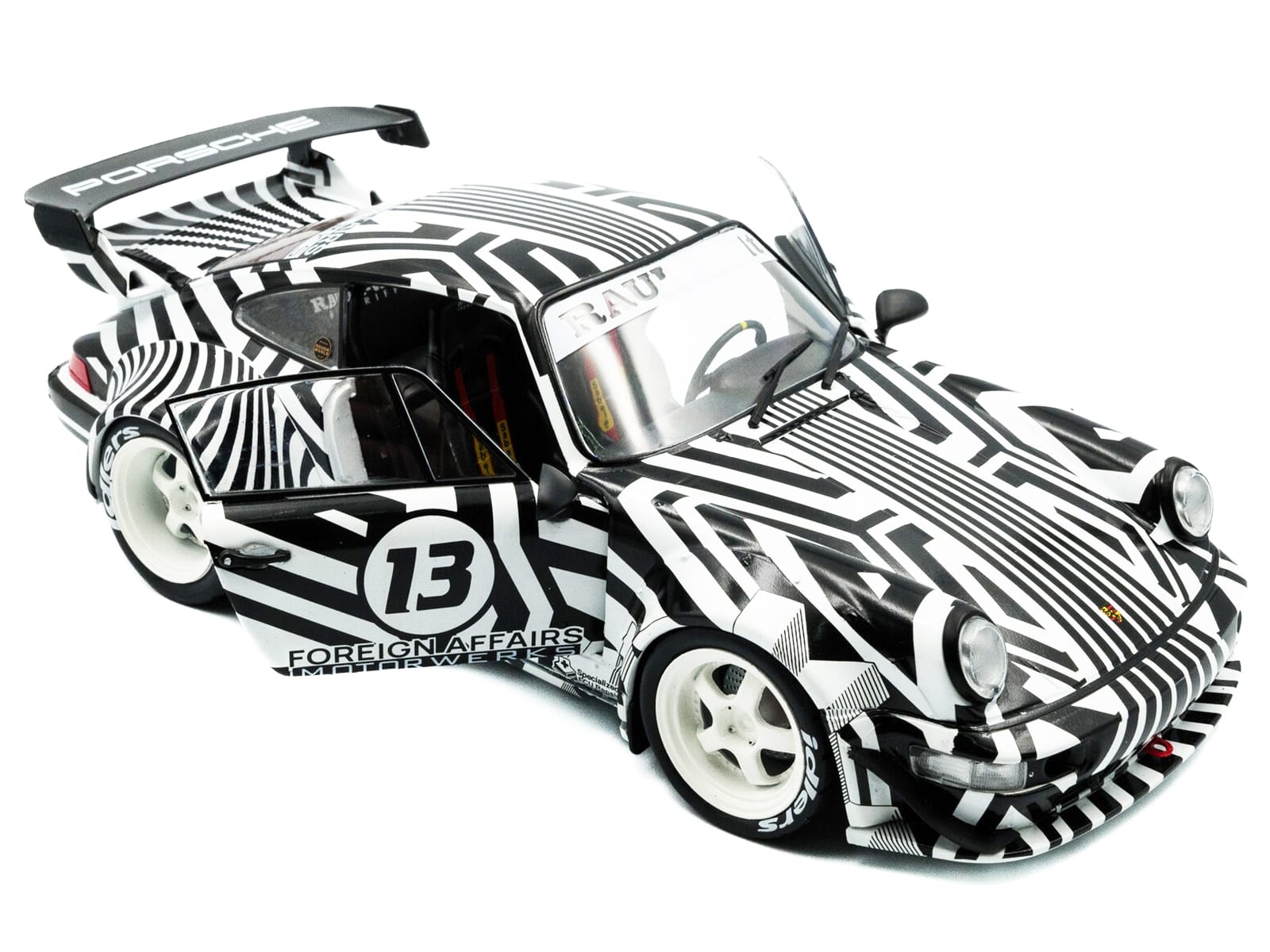 2022 RWB Bodykit #13 "The Zebra" Black and White Striped 1/18 Diecast Model Car by Solido - Image 2