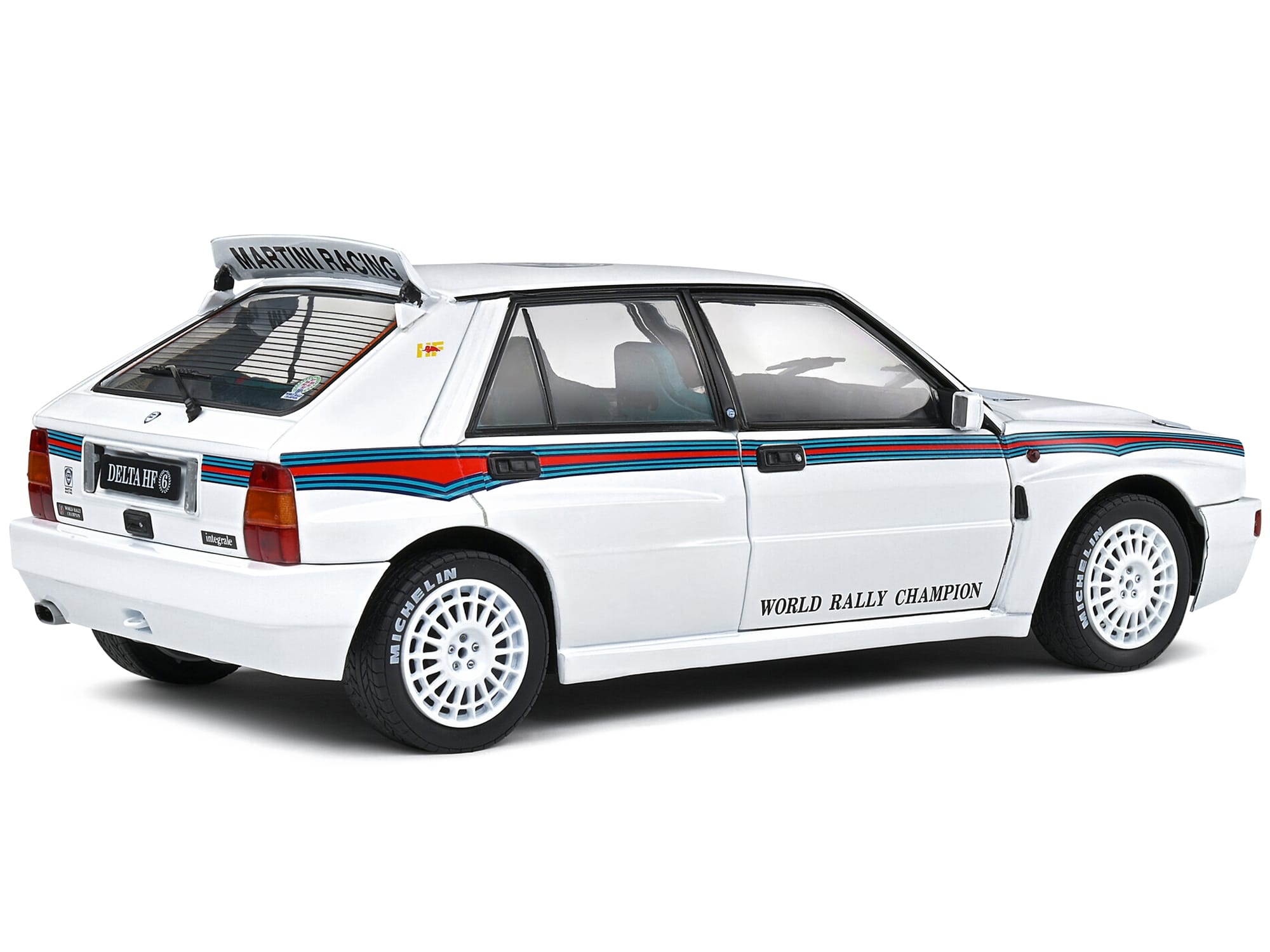 1992 Lancia Delta HF Integrale Evo 1 Martini 6 White with Blue and Red Stripes "World Rally Champion - Martini Racing" 1/18 Diecast Model Car by Solido - Image 2