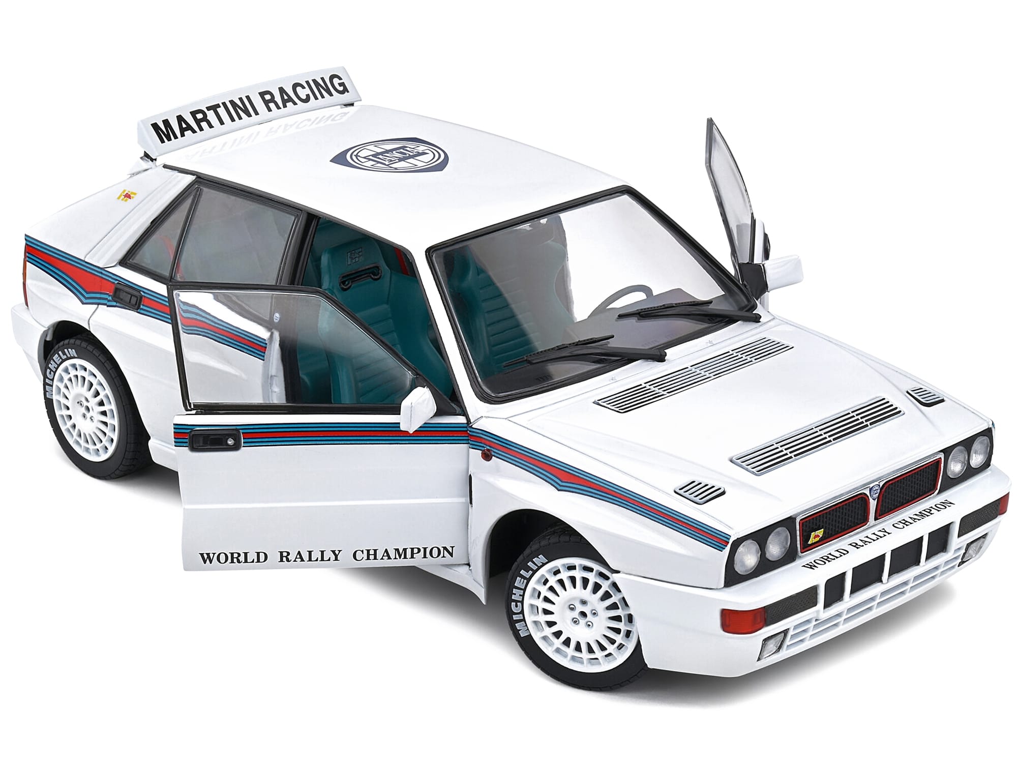 1992 Lancia Delta HF Integrale Evo 1 Martini 6 White with Blue and Red Stripes "World Rally Champion - Martini Racing" 1/18 Diecast Model Car by Solido - Image 5