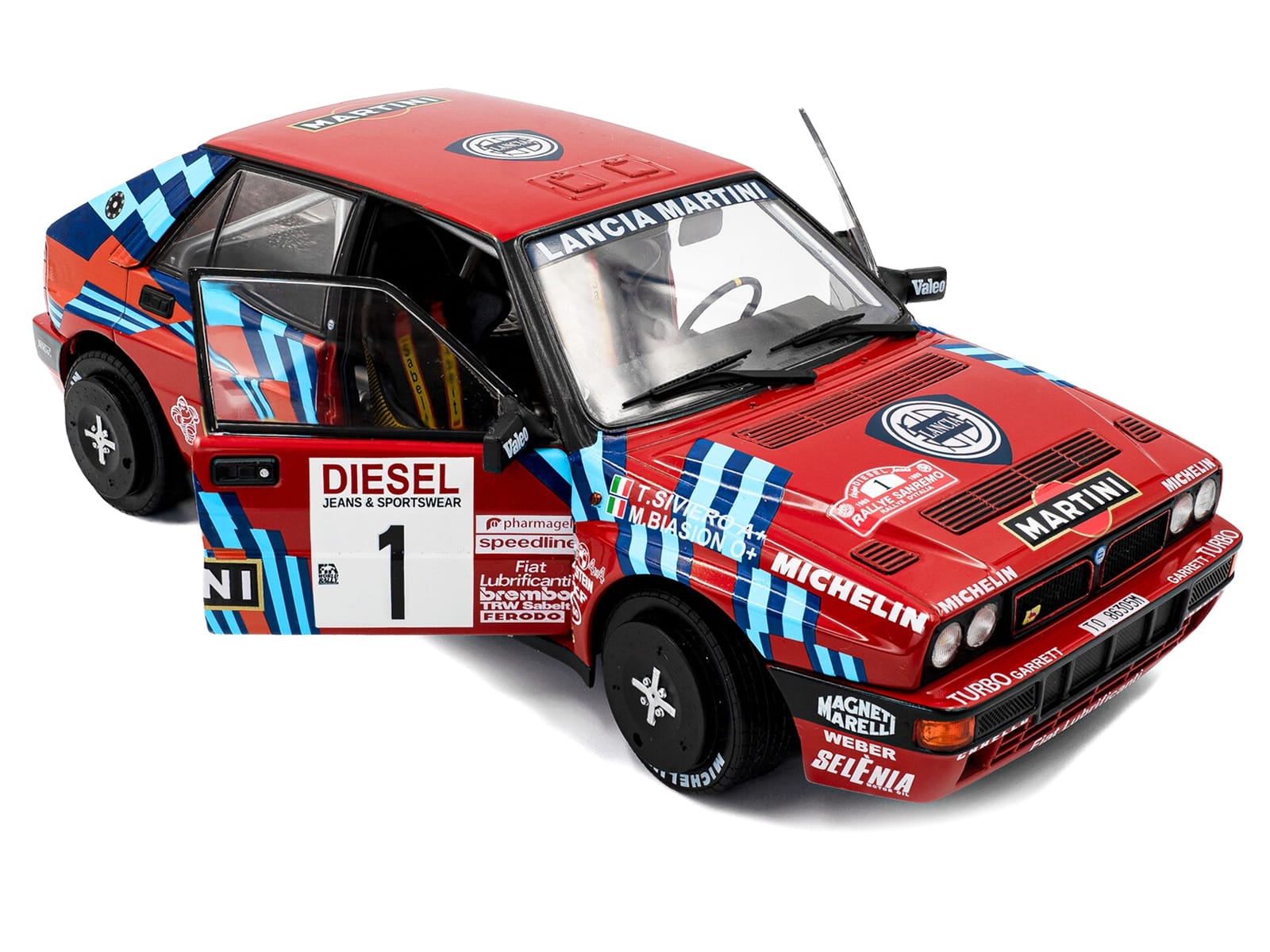 Lancia Delta HF Integrale #1 Miki Biasion - Tiziano Siviero Winner "Rally Sanremo" (1989) "Competition" Series 1/18 Diecast Model Car by Solido - Image 2