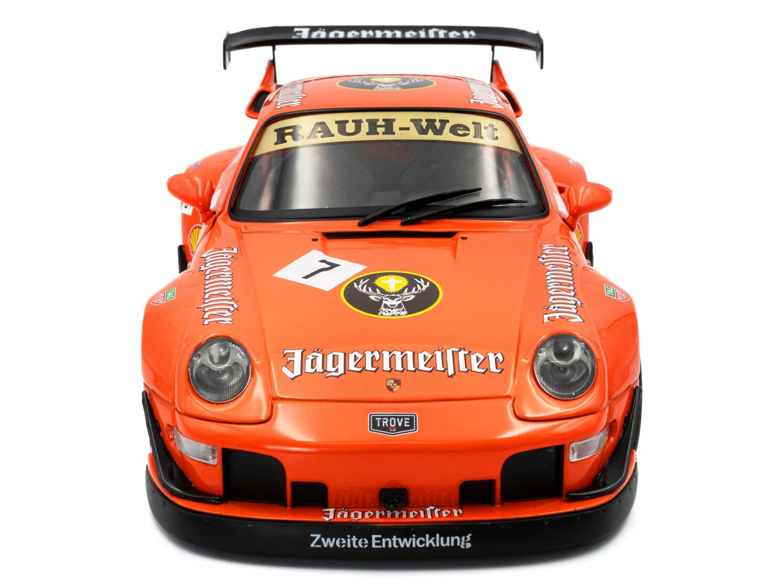 2020 RWB Bodykit #7 "Jagermeister" Orange with Graphics 1/18 Diecast Model Car by Solido - Image 4